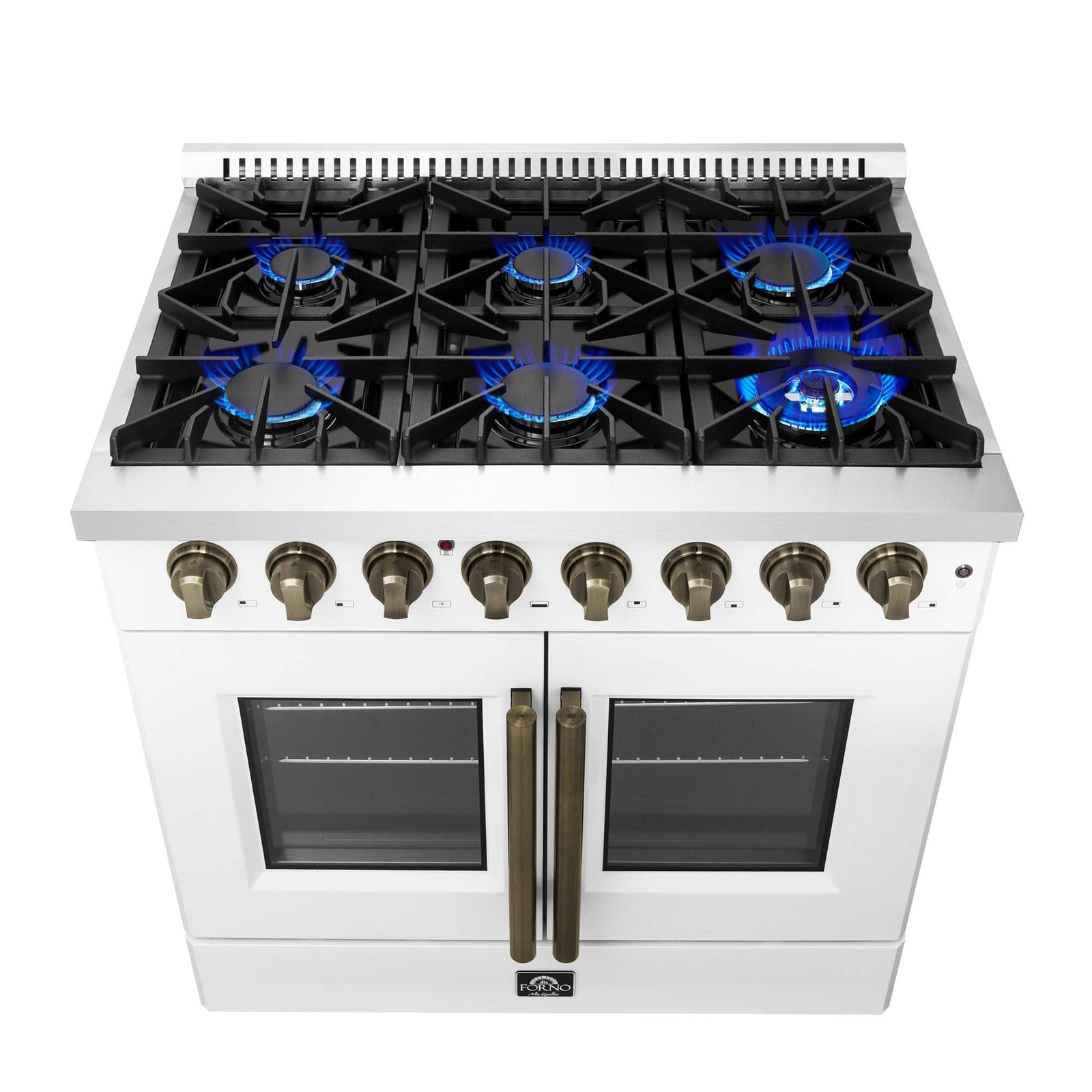 Forno Galiano 36-inch Freestanding French Door Dual Fuel Range White - FFSGS6356-36WHT