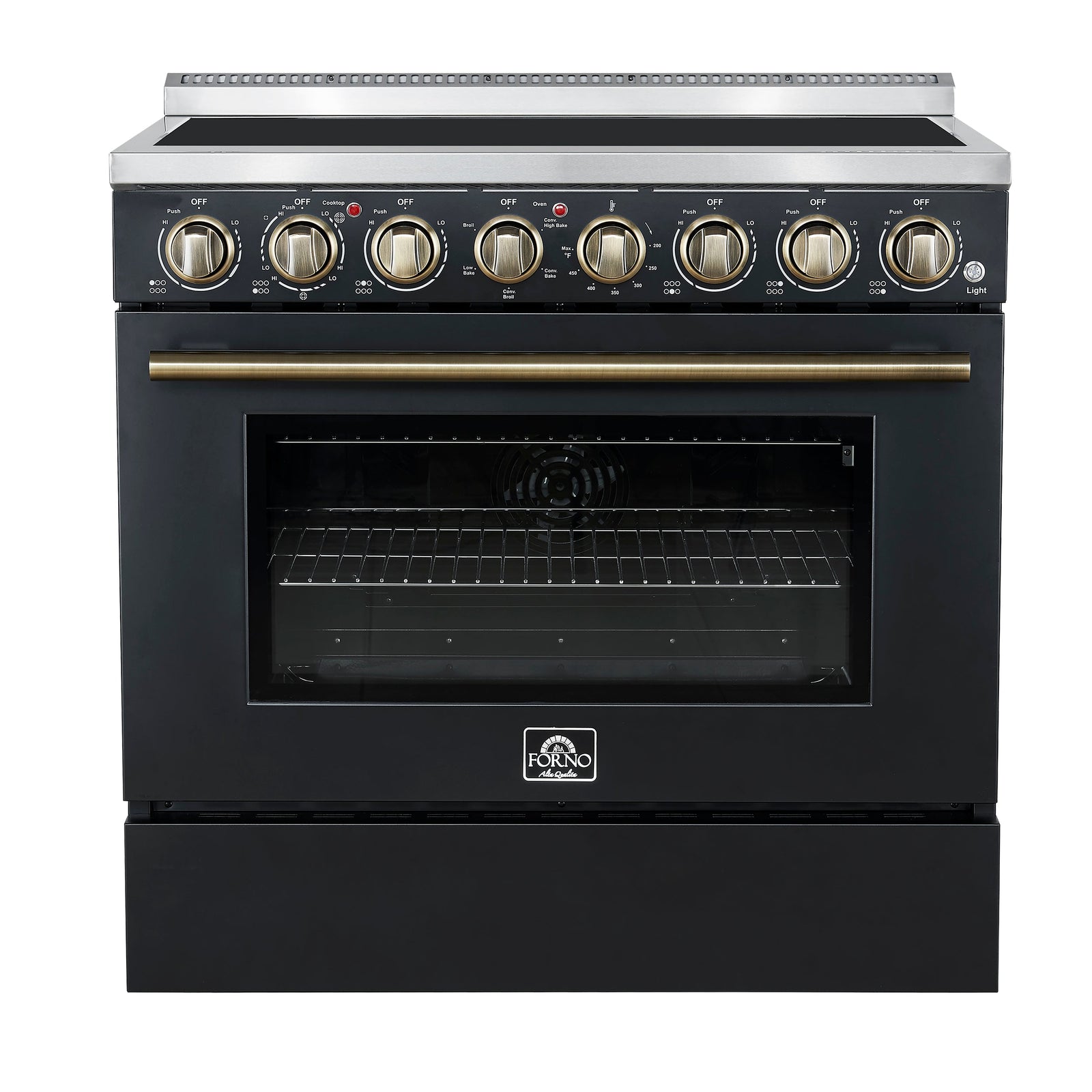 Forno Paolo 36 Inch Black Freestanding Electric Range, Stainless Steel, 5.44 cu.ft, True Convection Oven, Energy Efficient - FFSEL6011-36BLK