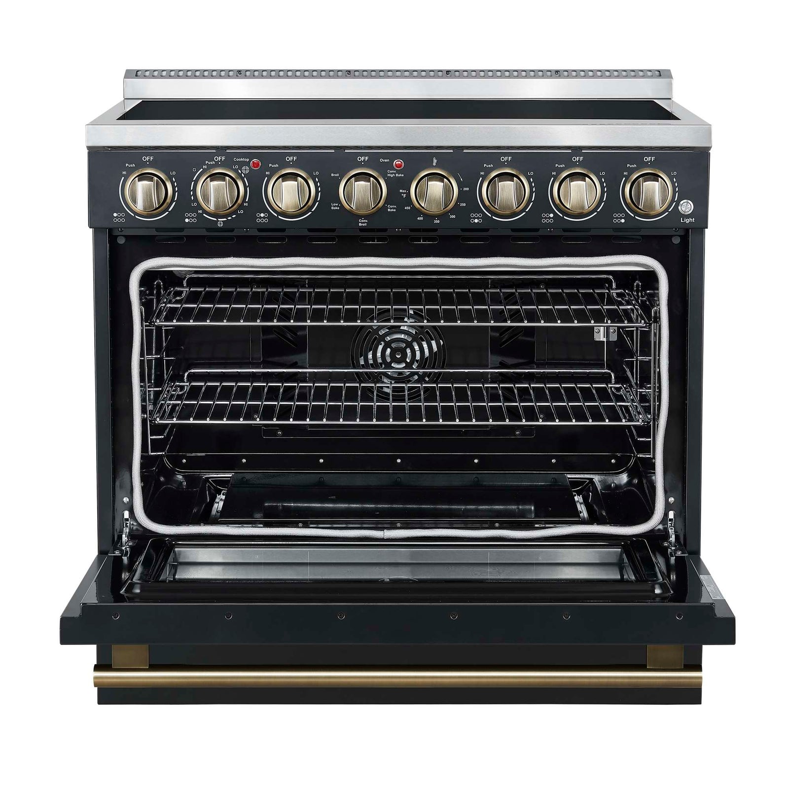 Forno Paolo 36 Inch Black Freestanding Electric Range, Stainless Steel, 5.44 cu.ft, True Convection Oven, Energy Efficient - FFSEL6011-36BLK