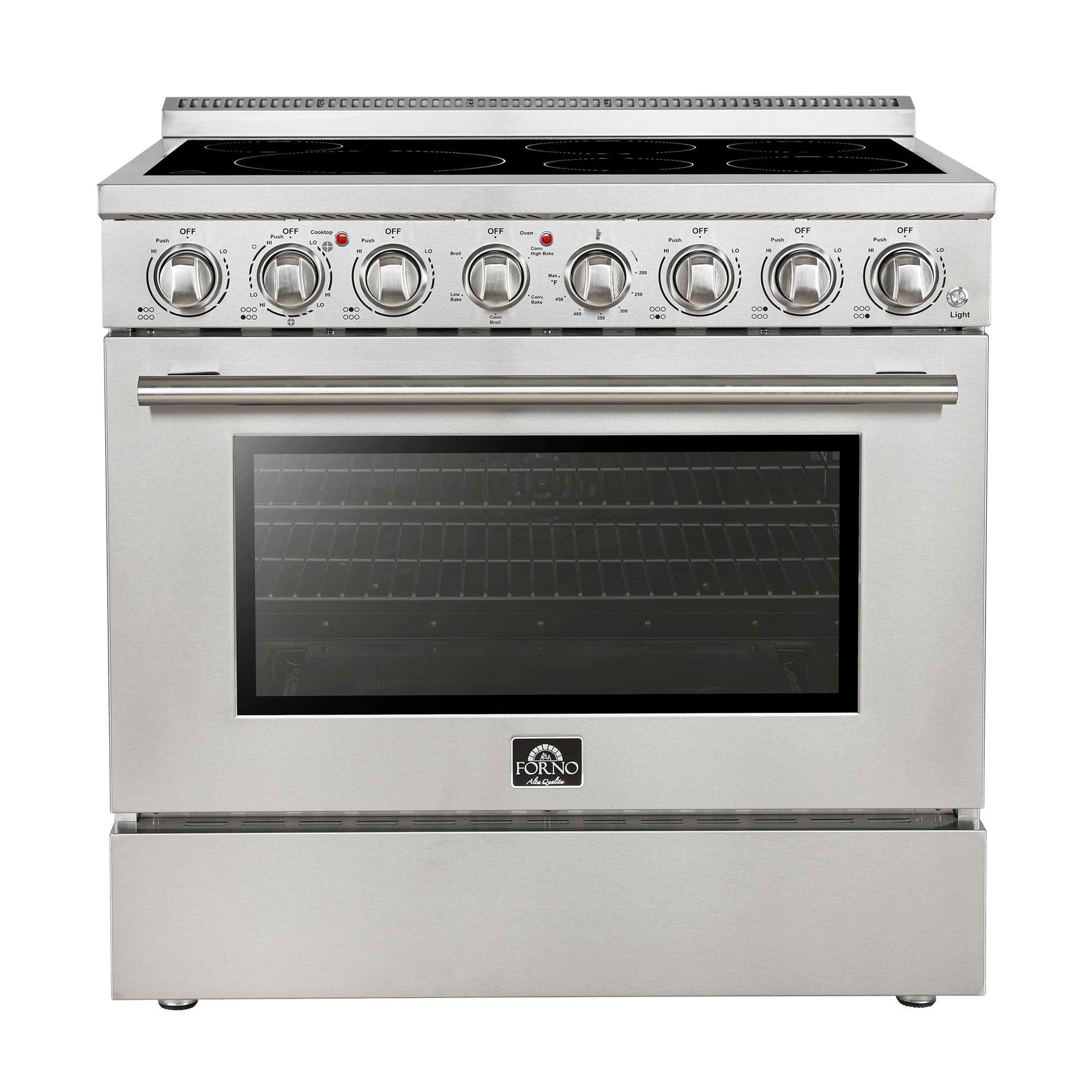 Forno Paolo 36 Inch Freestanding Electric Range, Stainless Steel, 5.44 cu.ft, True Convection Oven, Energy Efficient - FFSEL6011-36