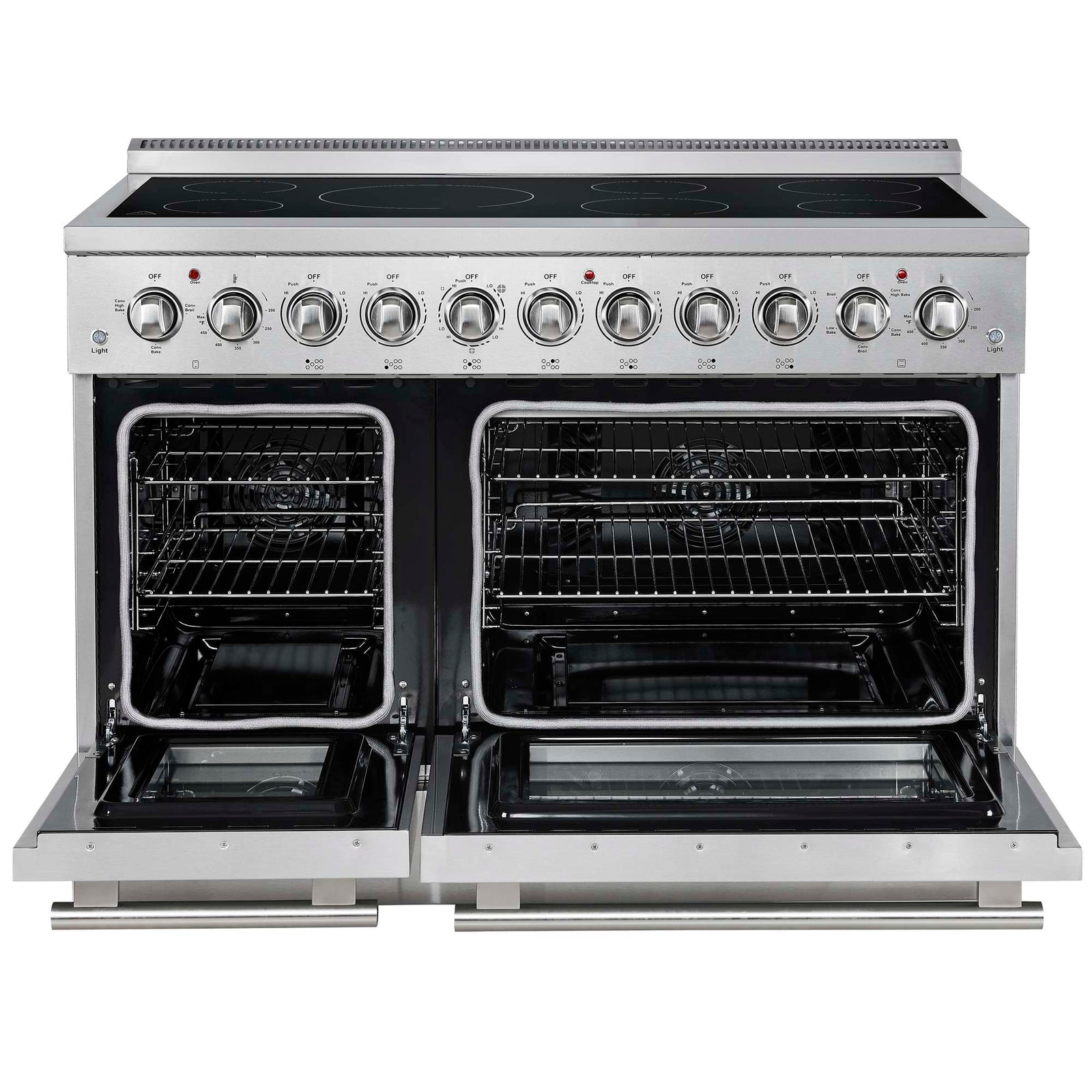 Forno Paolo 48 Inch Freestanding Electric Range, Stainless Steel, 6.7 cu.ft, True Convection Oven, Energy Efficient - FFSEL6011-48