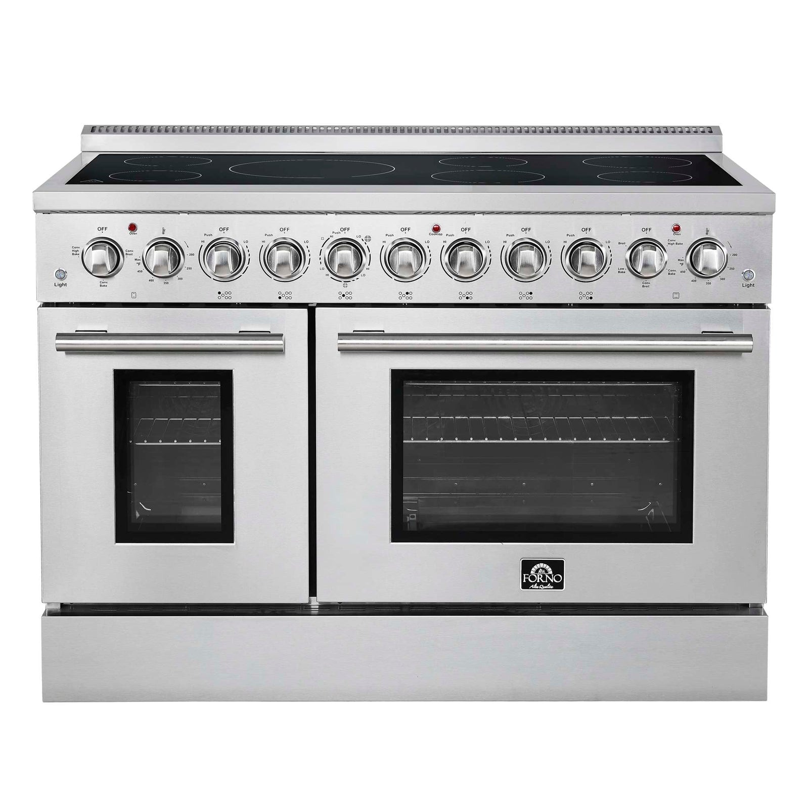 Forno Paolo 48 Inch Freestanding Electric Range, Stainless Steel, 6.7 cu.ft, True Convection Oven, Energy Efficient - FFSEL6011-48