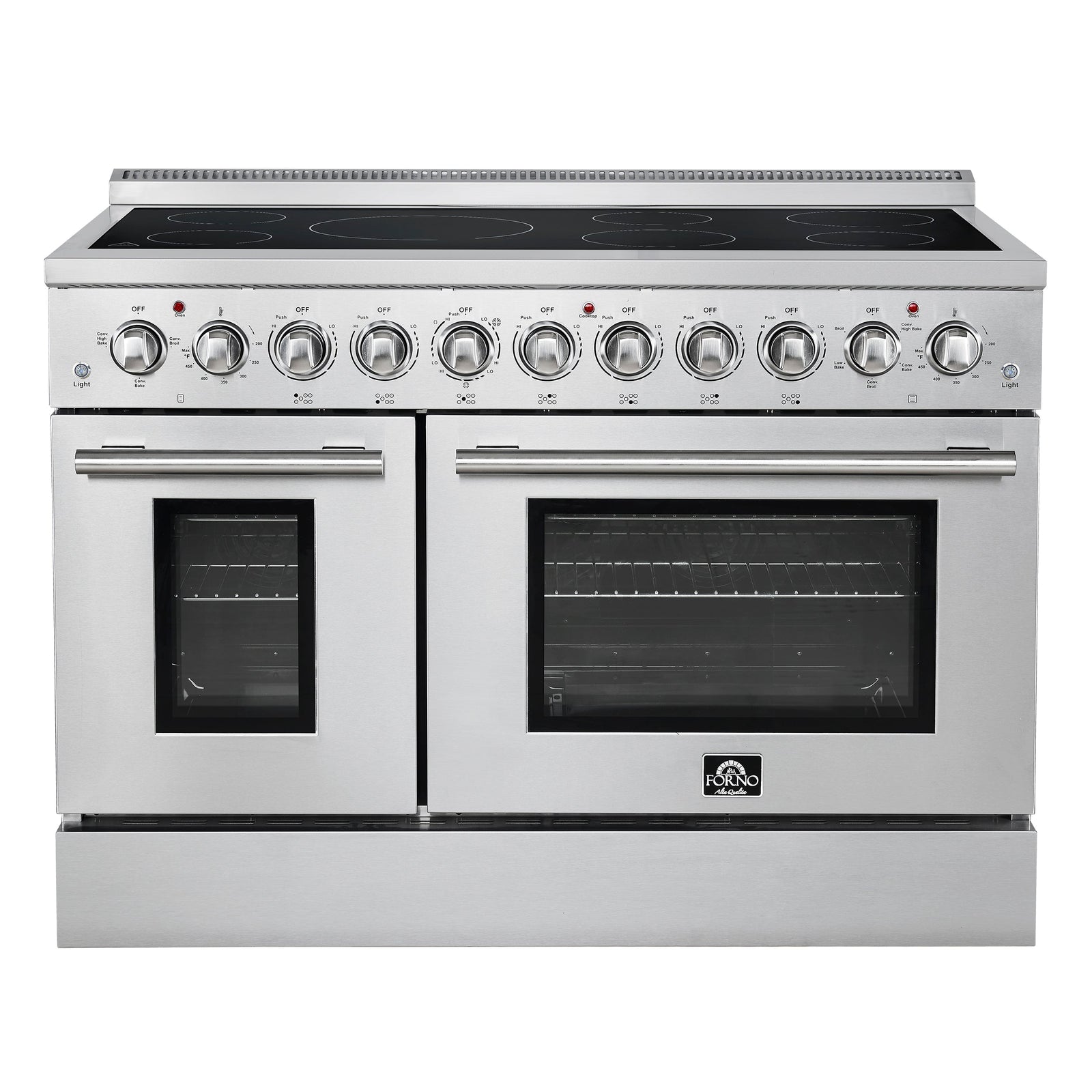 Forno Paolo 48 Inch Freestanding Electric Range, Stainless Steel, 6.7 cu.ft, True Convection Oven, Energy Efficient - FFSEL6011-48