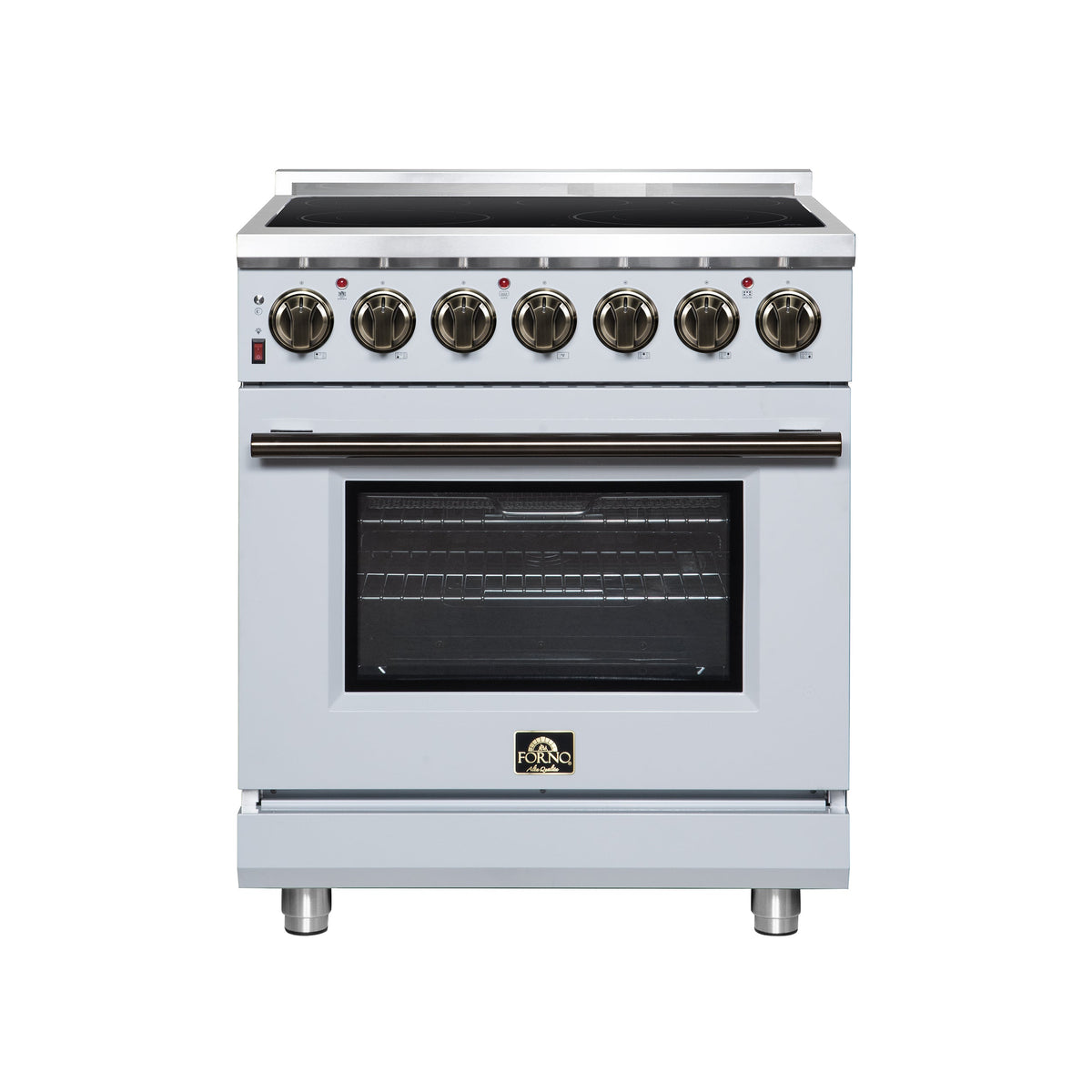 Forno Massimo 30 Inch Freestanding Electric range, 5 radiant burners, 4.32 cf. True Convection oven, Air Fryer Kit, White - FFSEL6020-30WHT