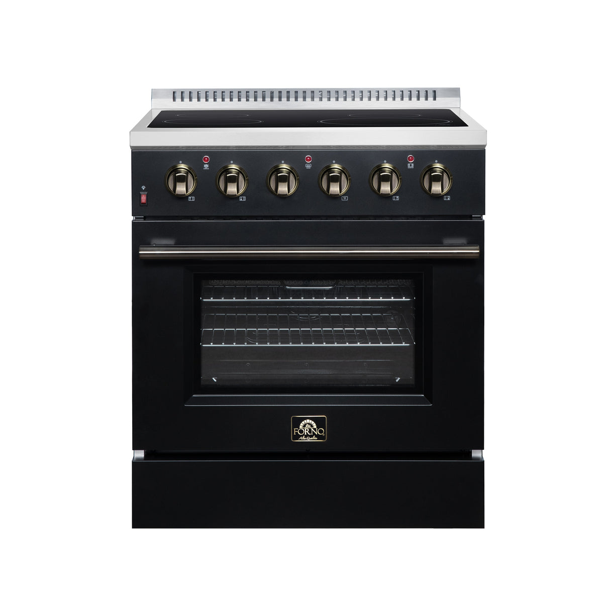 Forno Galiano 30 Inch Freestanding Electric range, 4 radiant burners, 4.32 cf. True Convection oven, Air fryer kit, Black - FFSEL6083-30BLK