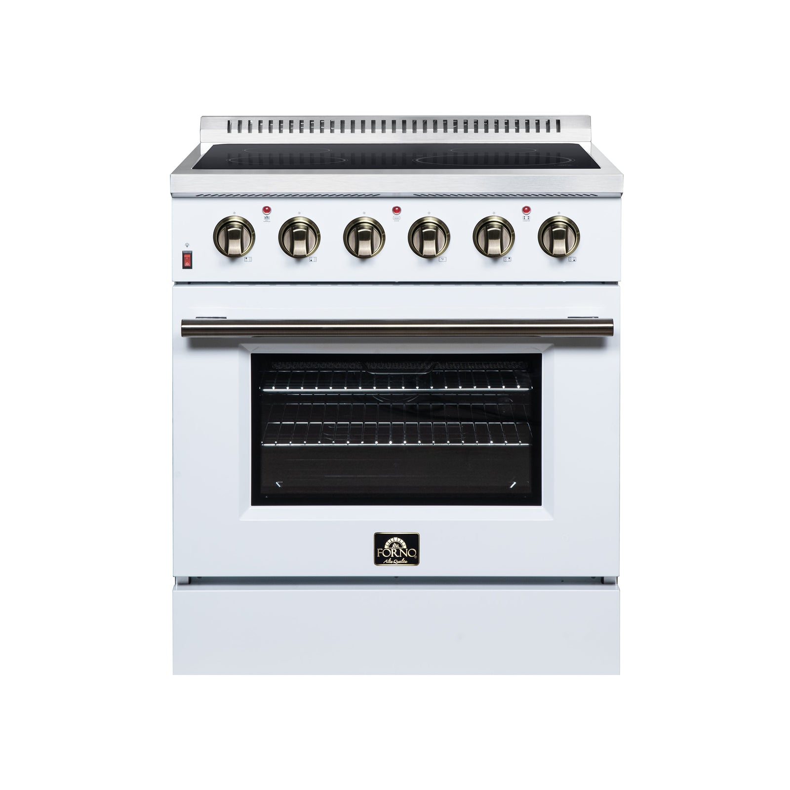 Forno Galiano 30 Inch Freestanding Electric range, 4 radiant burners, 4.32 cf. True Convection oven, Air fryer kit, White - FFSEL6083-30WHT