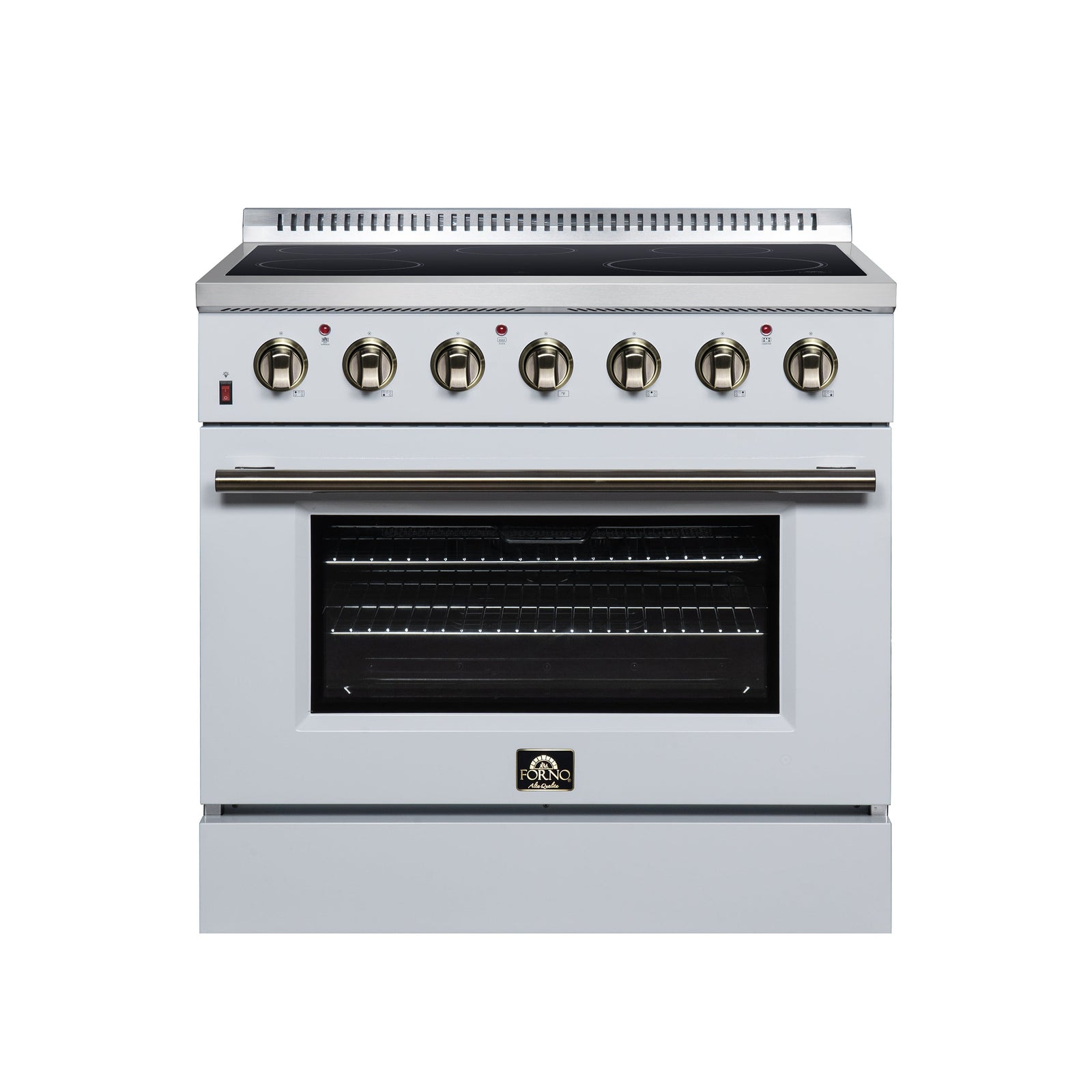 Forno Galiano 36 Inch Freestanding Electric range, 5 radiant burners, 5.36 cf. True Convection oven, Air fryer kit, White - FFSEL6083-36WHT