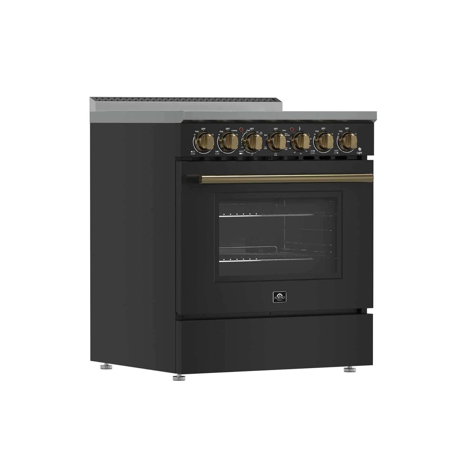 Forno Paolo 30-Inch Freestanding Electric Range, Black, 4.38 cu.ft, True Convection Oven, Energy Efficient - FFSEL6011-30BLK