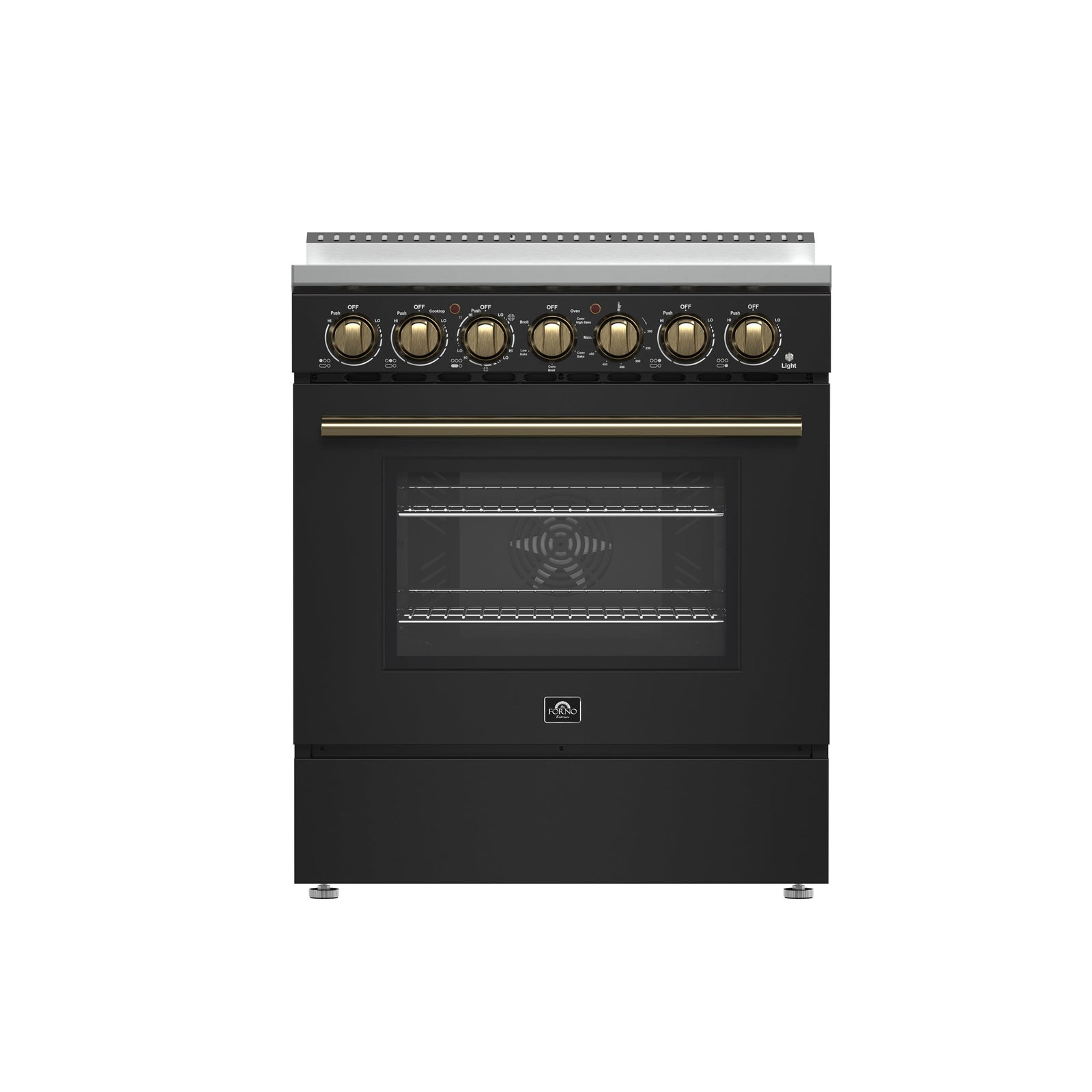Forno Paolo 30-Inch Freestanding Electric Range, Black, 4.38 cu.ft, True Convection Oven, Energy Efficient - FFSEL6011-30BLK