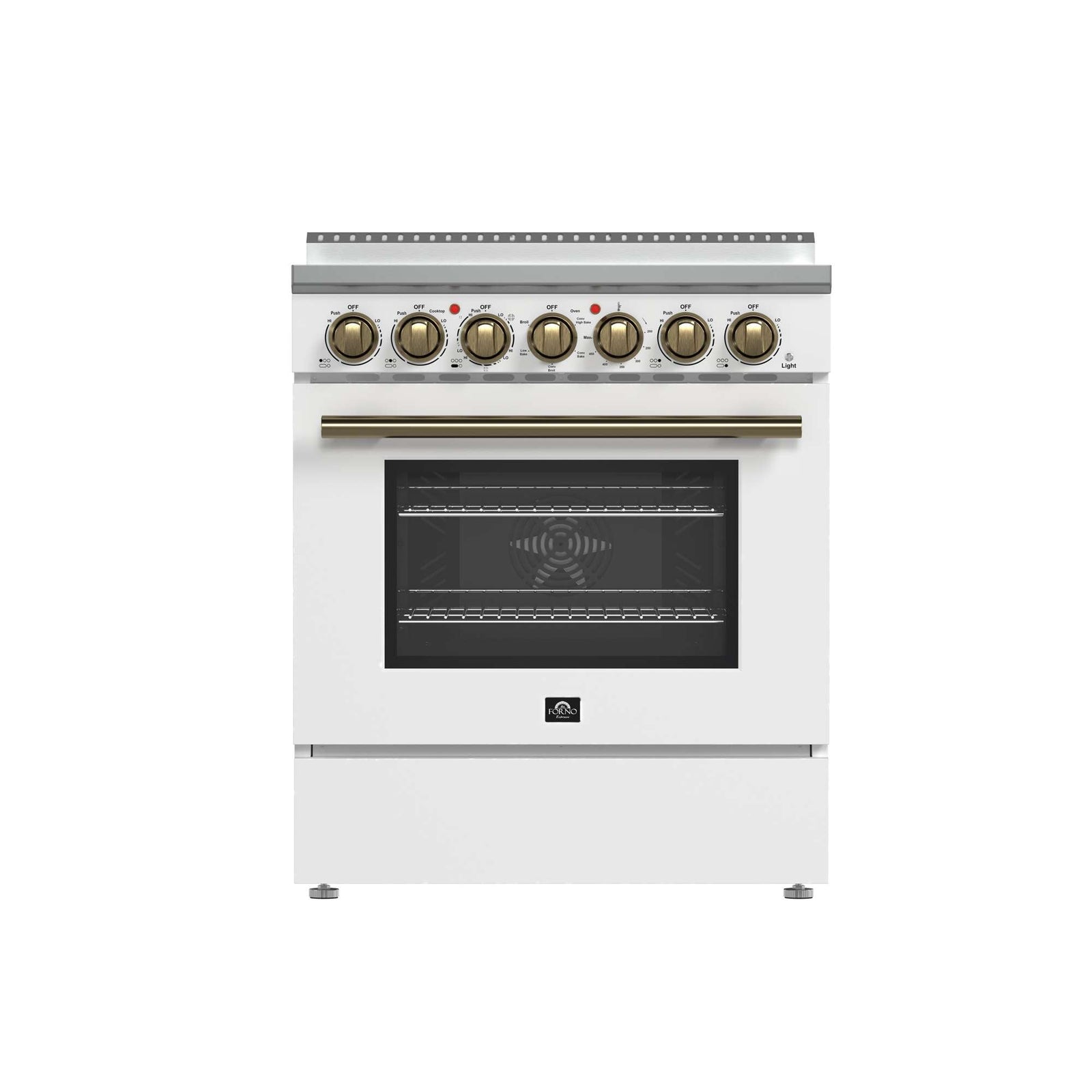 Forno Paolo 30-Inch Freestanding Electric Range, White, 4.38 cu.ft, True Convection Oven, Energy Efficient - FFSEL6011-30WHT