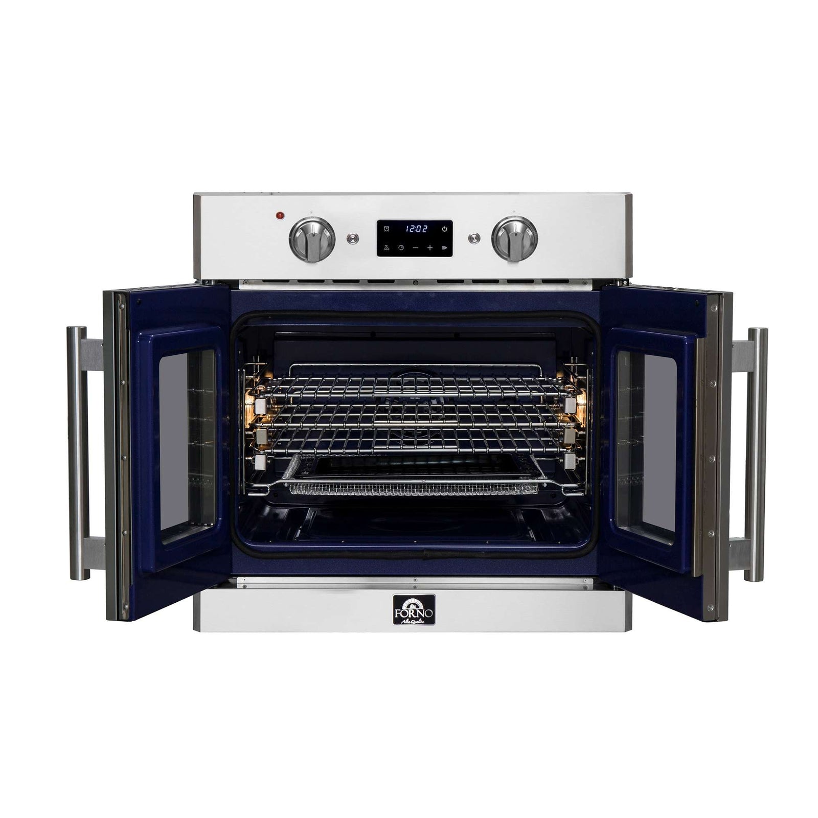 Forno Gallico 30-Inch Electric French Door Wall Oven, Stainless Steel, True Convection, Air Fry, Self-Cleaning - FBOEL1371-30