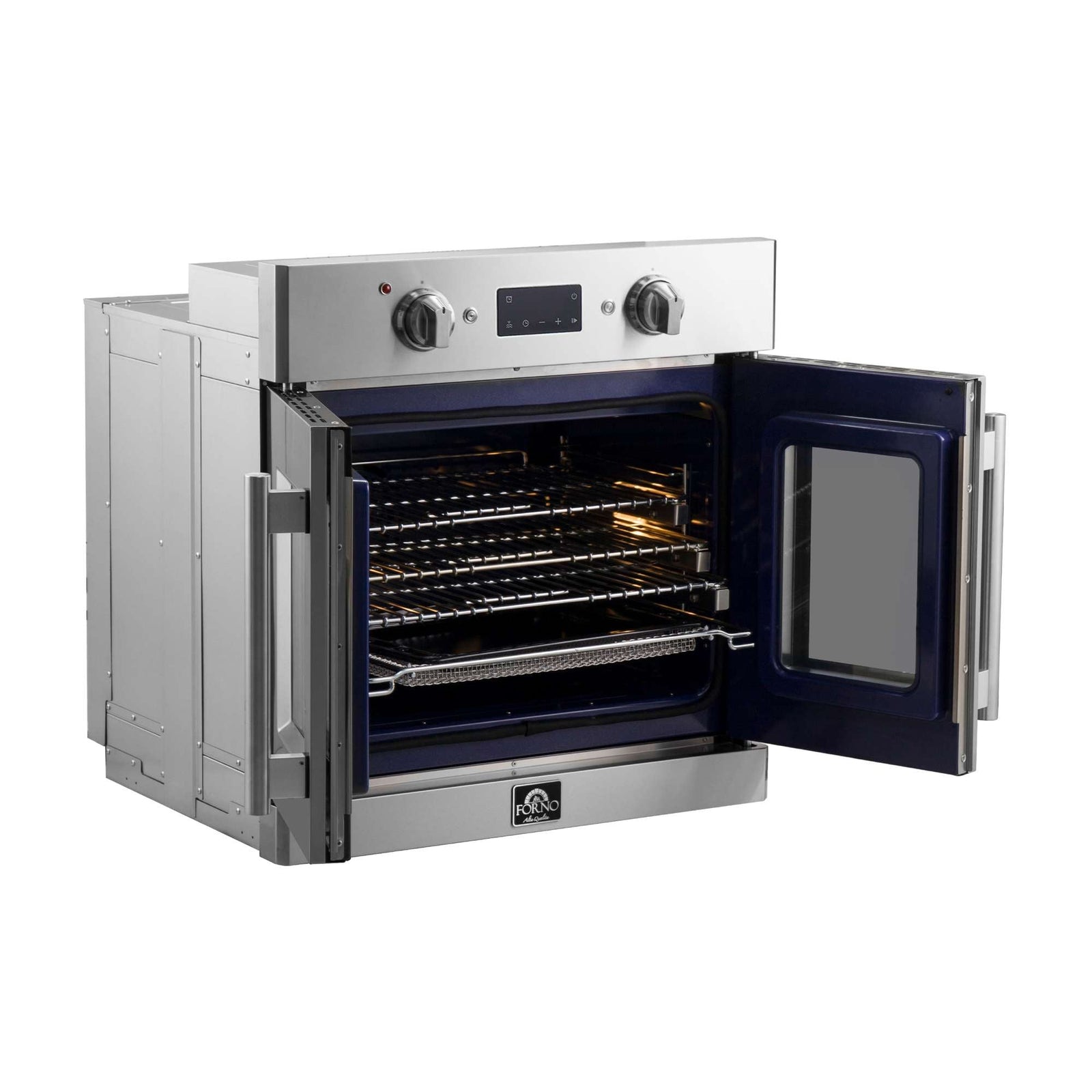 Forno Gallico 30-Inch Electric French Door Wall Oven, Stainless Steel, True Convection, Air Fry, Self-Cleaning - FBOEL1371-30
