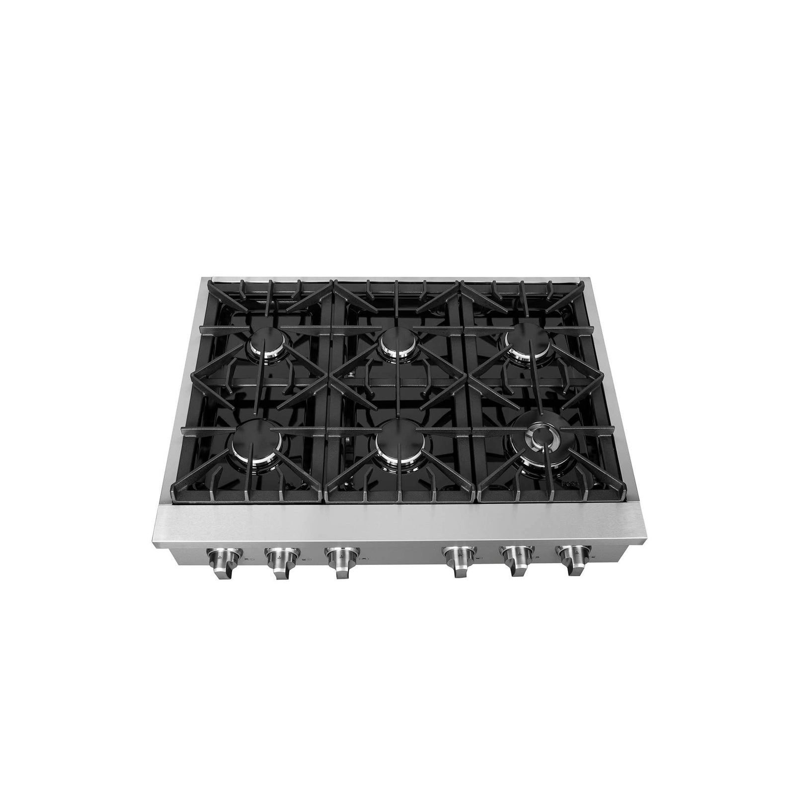 Forno Cossato Alta Qualita 36-Inch Pro-Style Gas Rangetop, Stainless Steel, 6 Sealed Burners, 83,000 BTU Total Output, Continuous Cast Iron Grates - FCTGS5737-36
