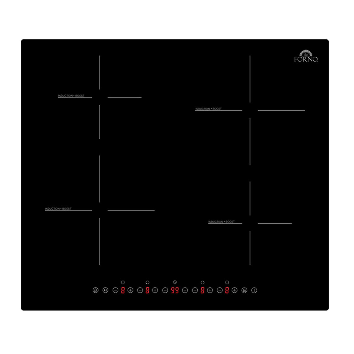 Forno Parco 24-Inch Induction Cooktop, 4 Zones, 7,200W Total Power, Touch Control, 9 Power Levels, Booster Function - FCTIN0583-24