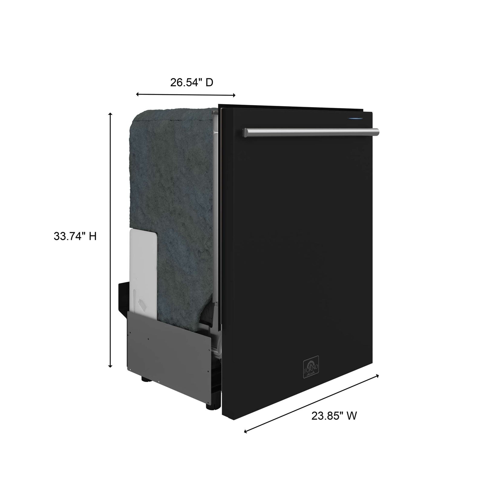 Forno Pozzo 24-Inch Built-In Tall Tub Top Control Dishwasher, Black, 49 dBA, Soil-Sensing Capable, ENERGY STAR - FDWBI8067-24BLK