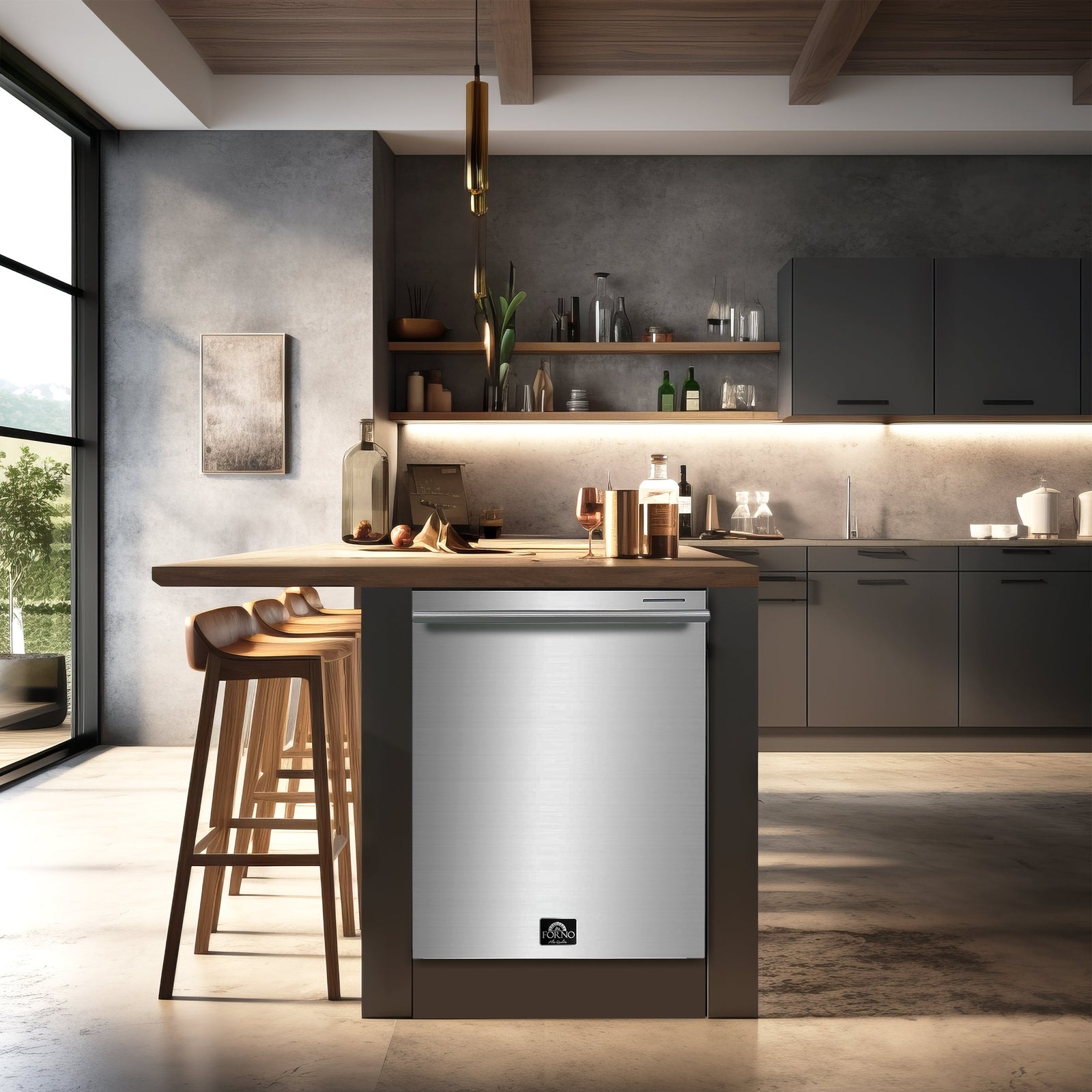 Forno Premium 3-Piece Kitchen Bundle - Galiano 36" Gas Range, 36" Built-In Refrigerator, 24" Built-In Dishwasher - FBDL-004-01CAUS