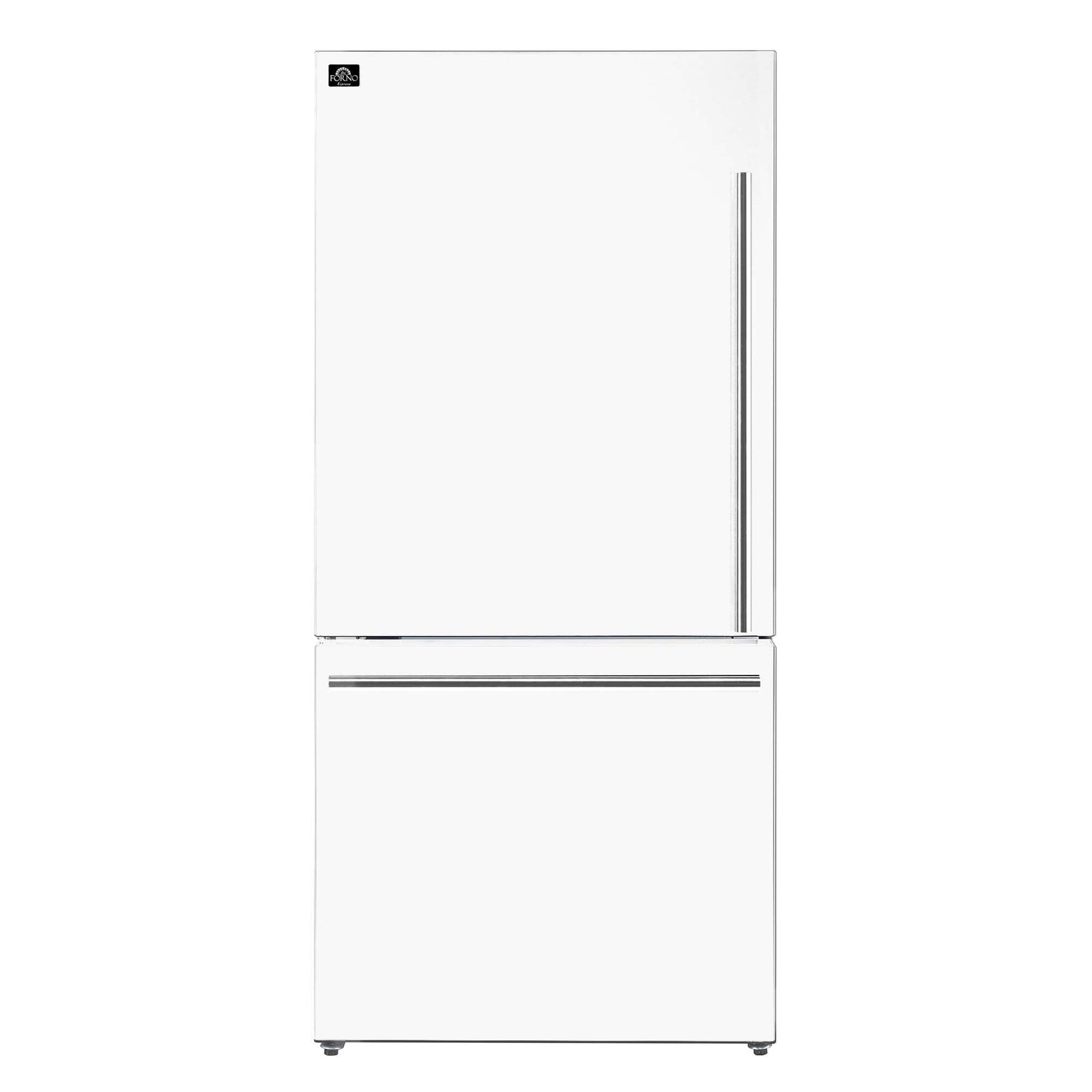 Forno Milano Espresso 31-Inch White Bottom Freezer Refrigerator, 17.2 Cu. Ft., Energy-Efficient, No Frost, Built-In Ice Maker - FFFFD1786-31WHT