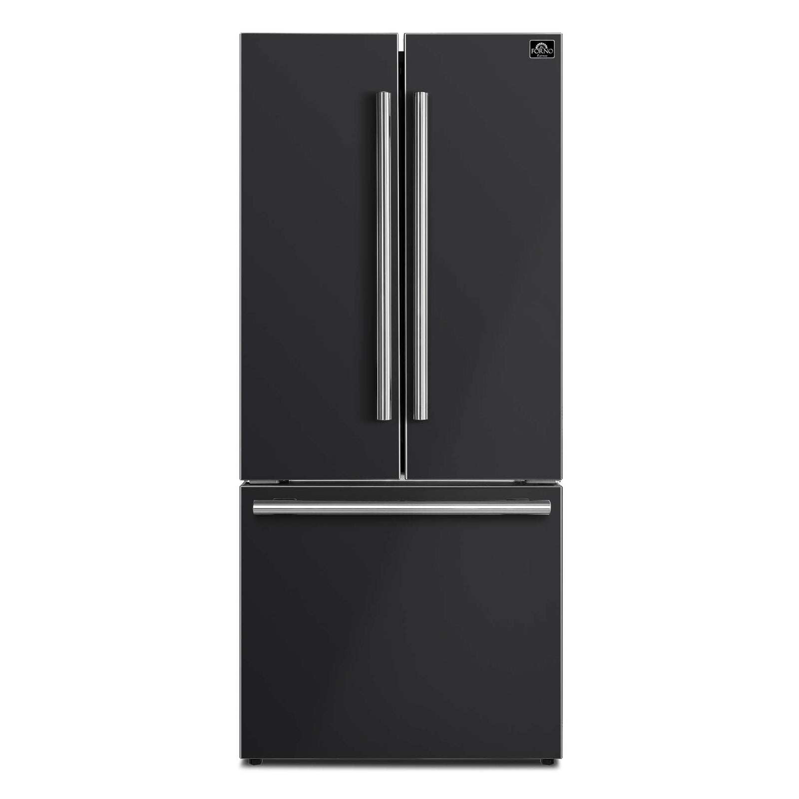 Forno Gallipoli Espresso 30-Inch Black French Door Refrigerator, Bottom Freezer, 17.5 Cu. Ft., No Frost, Ice Maker - FFFFD1974-31BLK