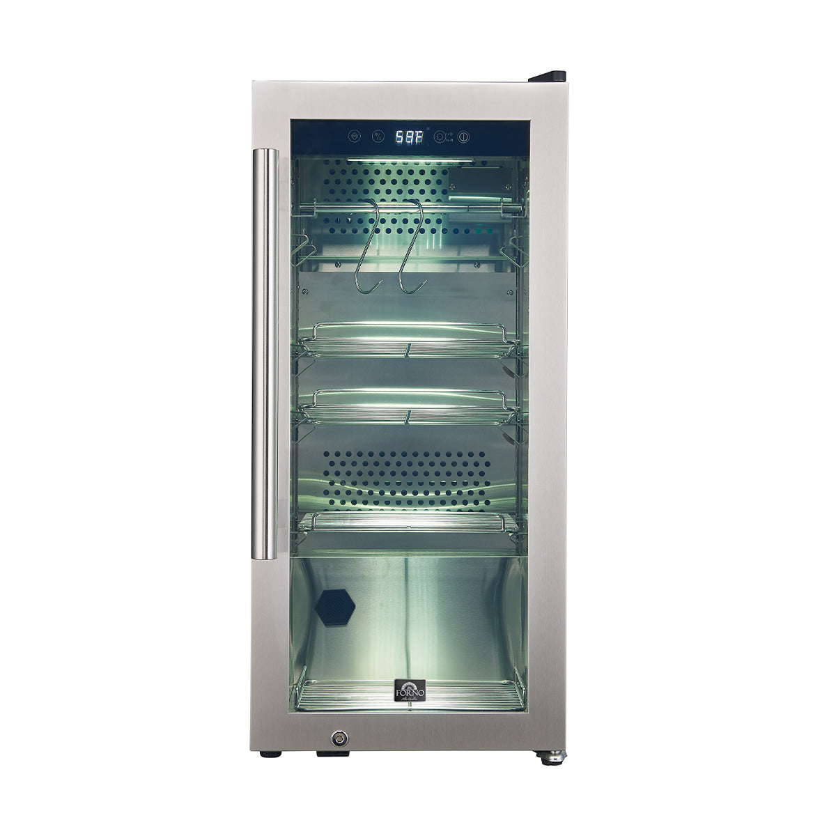Forno Asciutto 16-Inch Dry Aging Cabinet, Stainless Steel 304, 2.65 cu.ft, LED Lighting, Adjustable Shelves - FFSDA6857-16