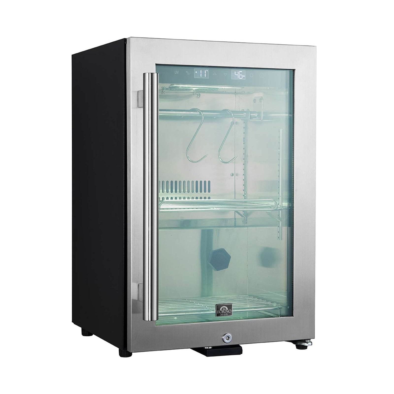 Forno Asciutto 17-Inch Dry Aging Cabinet, Stainless Steel 304, 1.84 cu.ft, LED Lighting, Adjustable Shelves - FFSDA6864-17