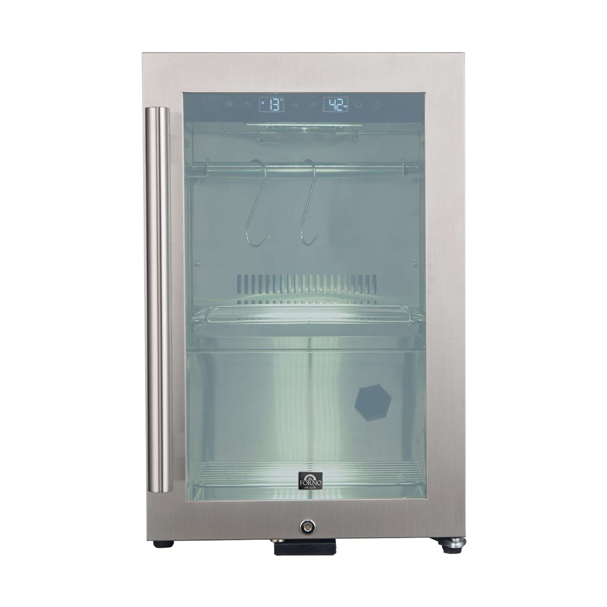 Forno Asciutto 17-Inch Dry Aging Cabinet, Stainless Steel 304, 1.84 cu.ft, LED Lighting, Adjustable Shelves - FFSDA6864-17