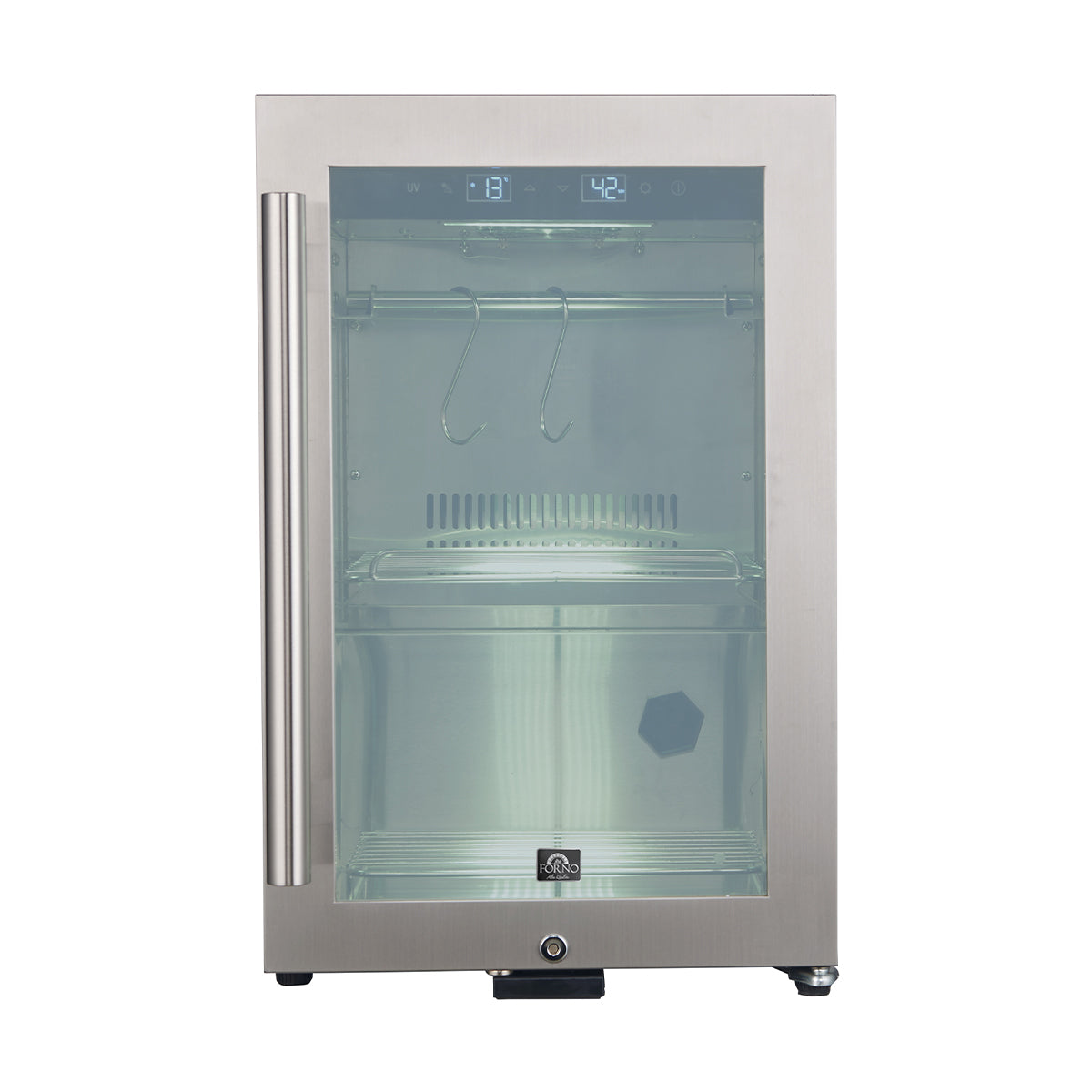 Forno Asciutto 17-Inch Dry Aging Cabinet, Stainless Steel 304, 1.84 cu.ft, LED Lighting, Adjustable Shelves - FFSDA6864-17