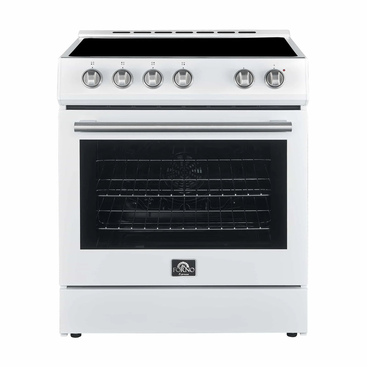 Forno 2-Piece Appliance Package - 30-Inch Electric Range and 30-Inch Refrigerator in White with Stainless Steel Handle (FBDL-003-11US)