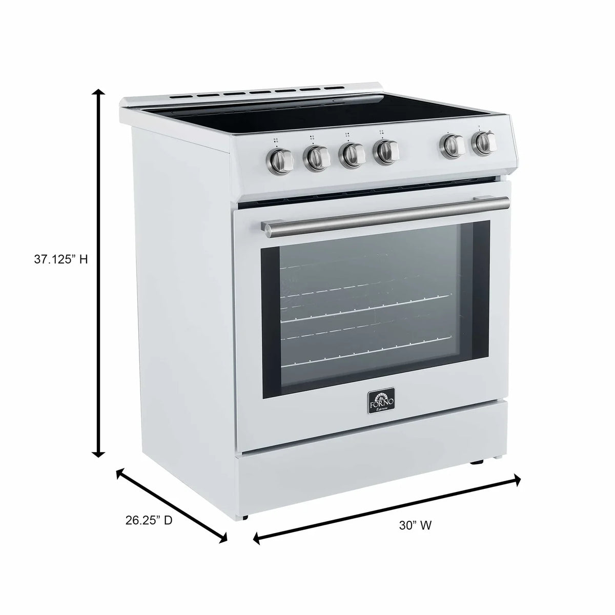 Forno Premium 2 Pieces Kitchen Bundle - Leonardo Espresso 30-Inch White Electric Range, Moena Espresso 36-Inch White French Door Refrigerator - FBDL-003-09US