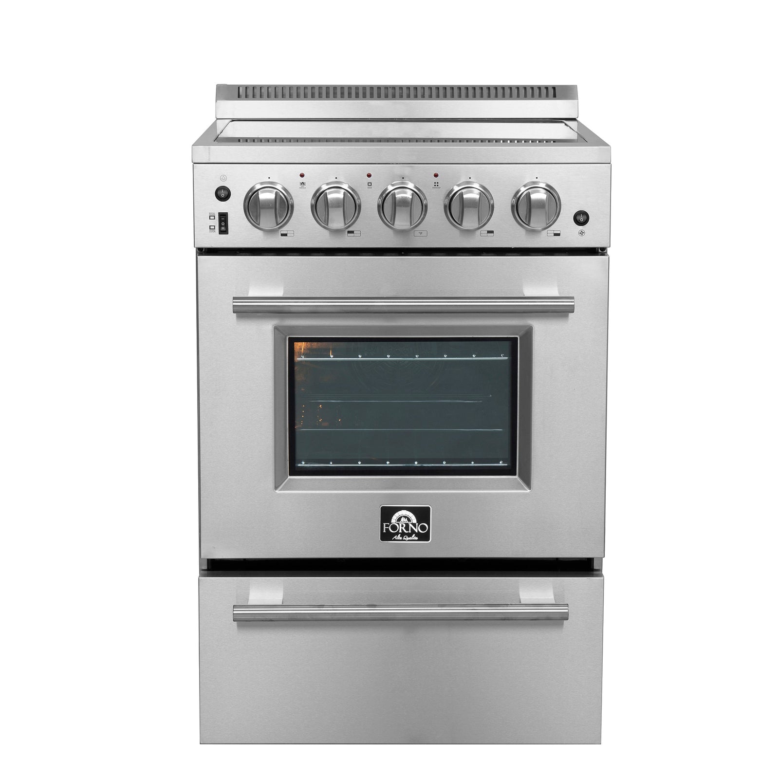 Forno Loiano 24 Inch Freestanding Electric Range Stainless Steel with Storage Drawer - FFSEL6069-24