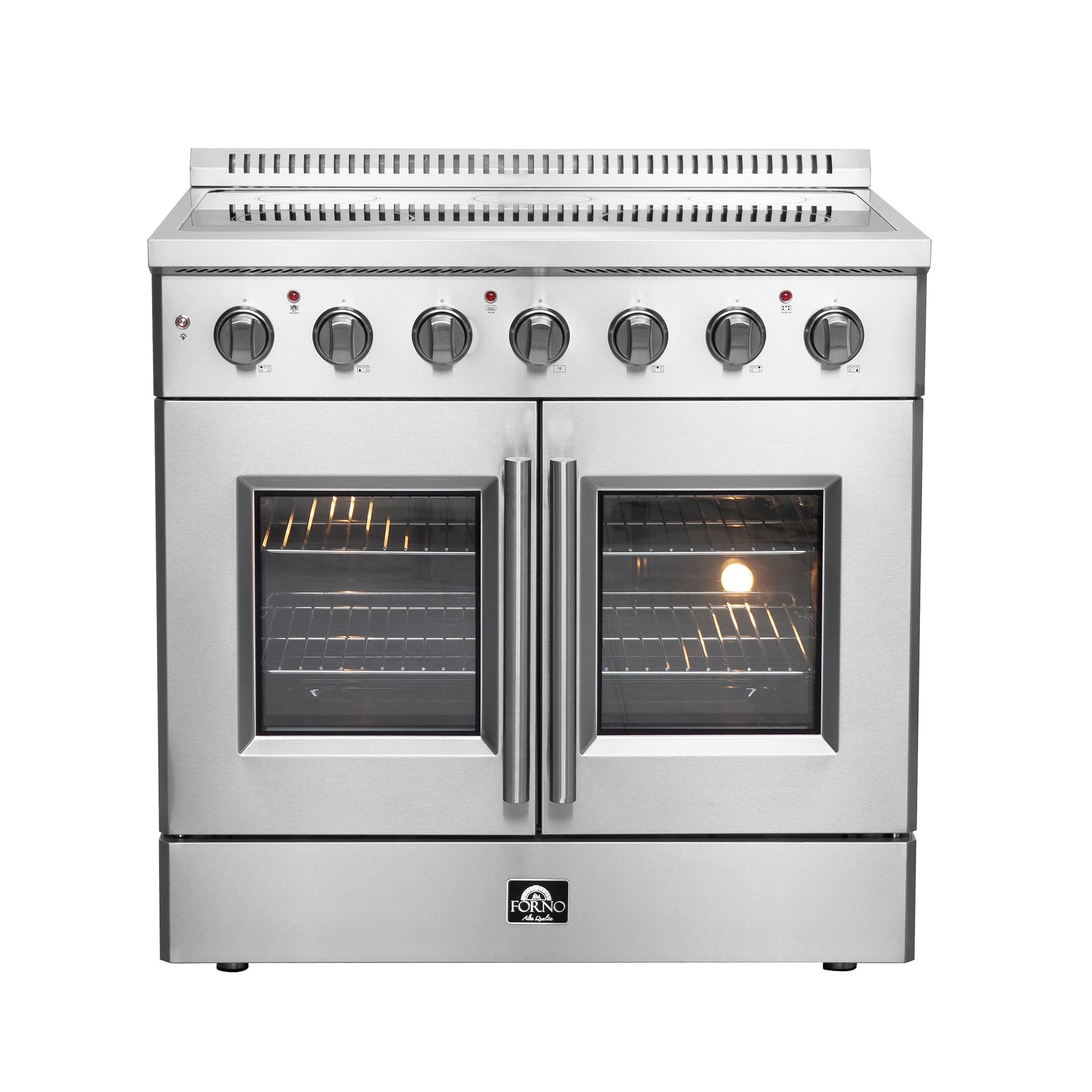Forno Galiano 36-Inch Freestanding French Door Electric Range, True Convection, Energy Efficient - FFSEL6917-36