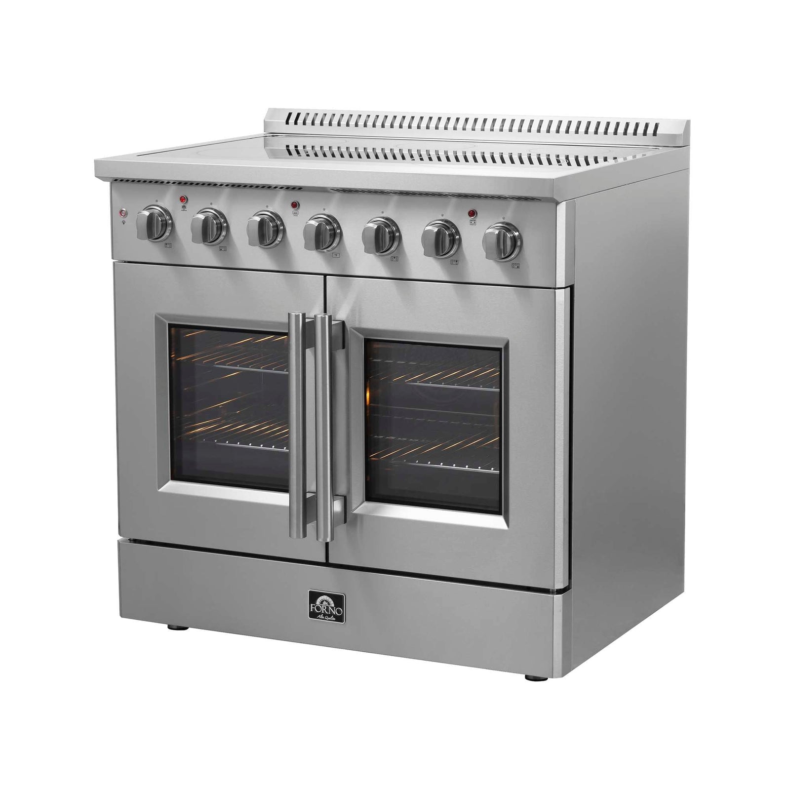 Forno Galiano 36-Inch Freestanding French Door Electric Range, True Convection, Energy Efficient - FFSEL6917-36