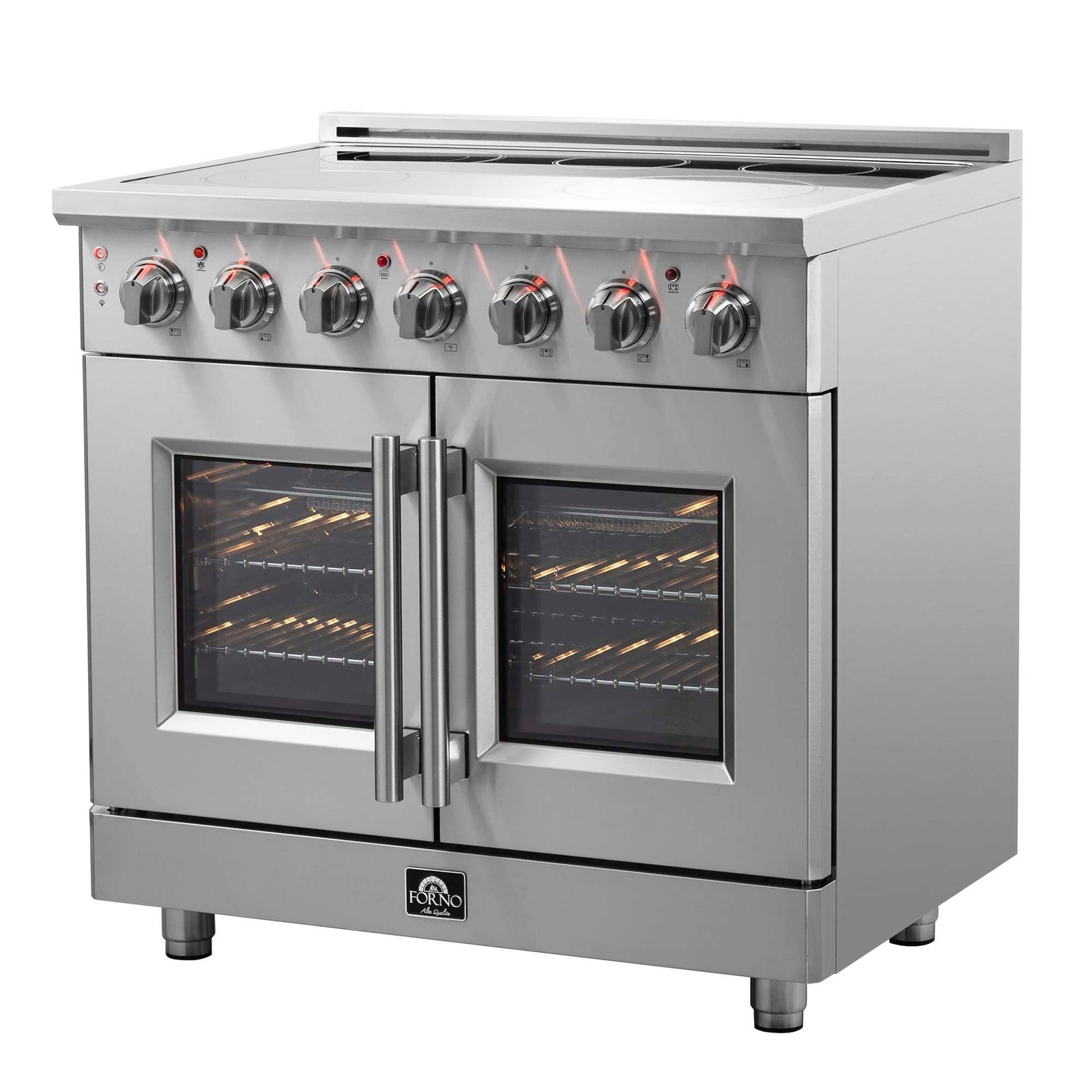 Forno Massimo 36-Inch Freestanding French Door Electric Range, True Convection Oven - FFSEL6955-36