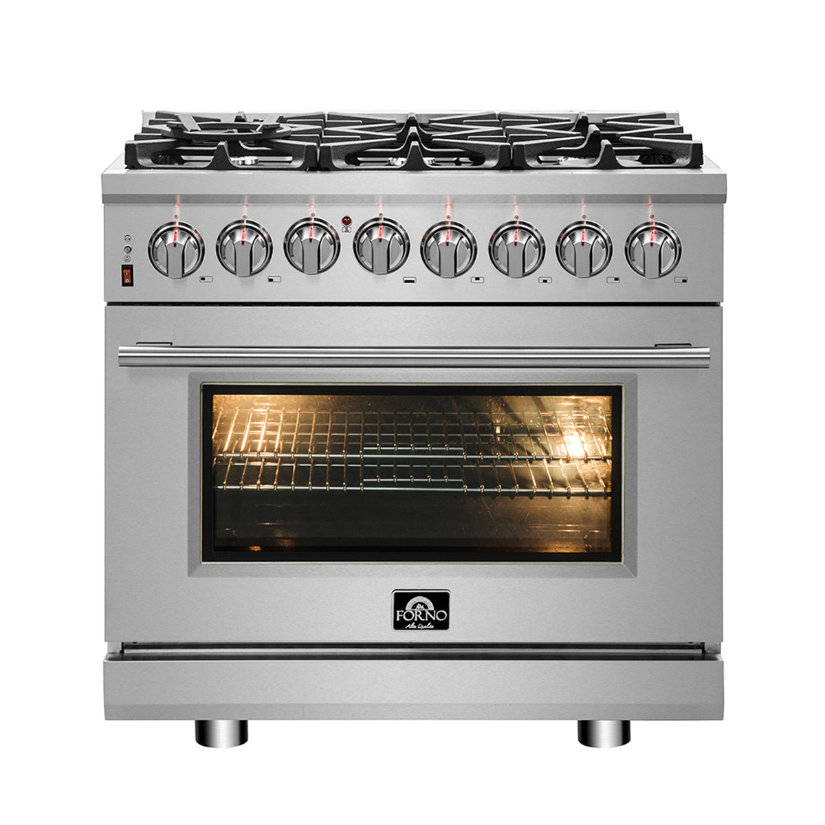 Forno Massimo 36-inch dual fuel range, stainless steel