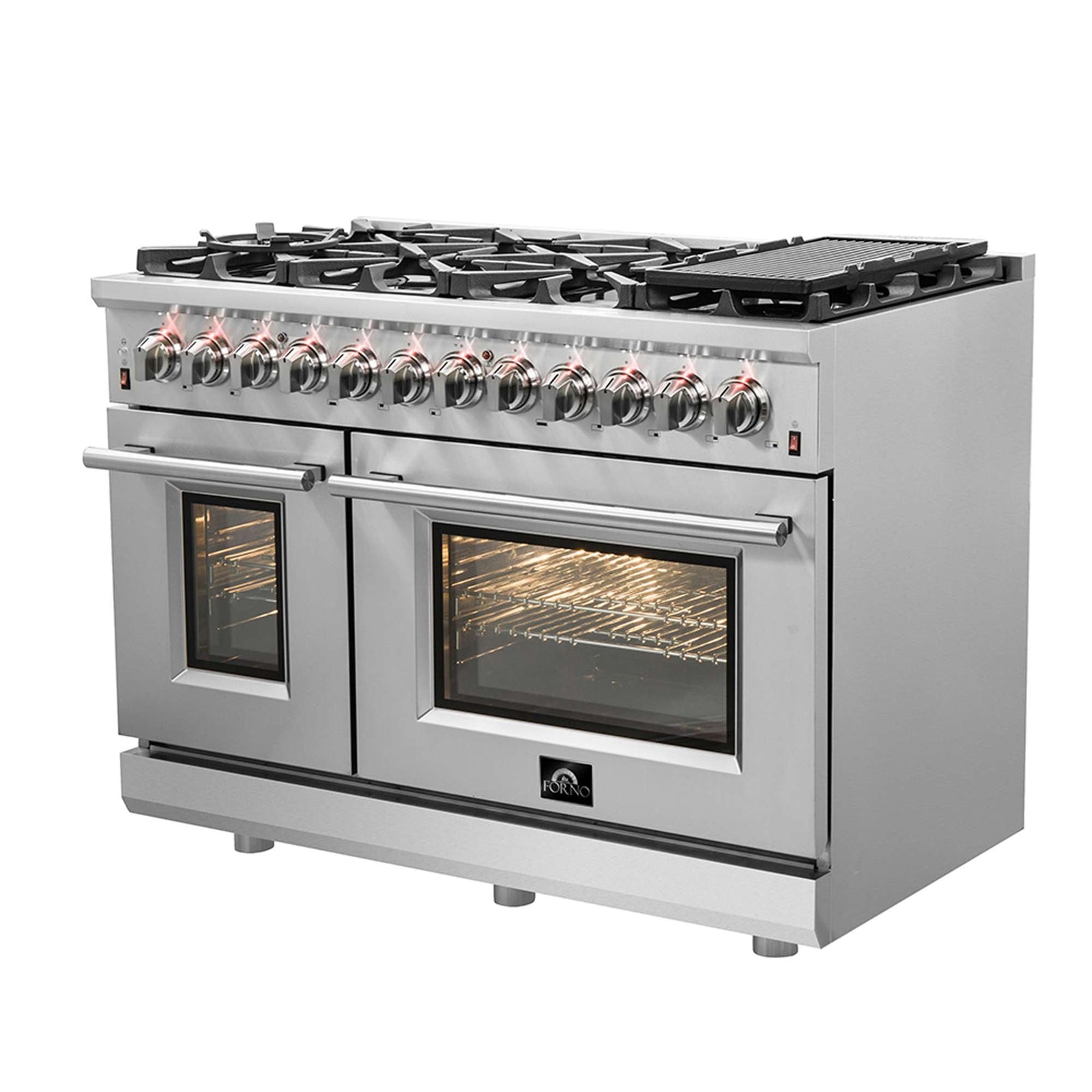 Forno Massimo 48-Inch Freestanding Dual Fuel Range, 8 Burners, Double Convection Ovens - FFSGS6125-48