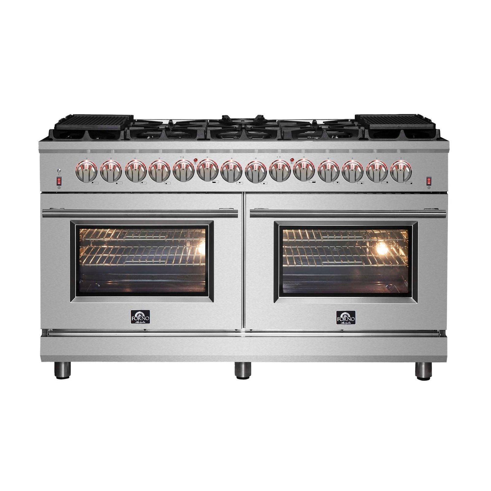 Forno Massimo 60-Inch Freestanding Dual Fuel Range, 10 Burners, Double Convection Ovens - FFSGS6125-60