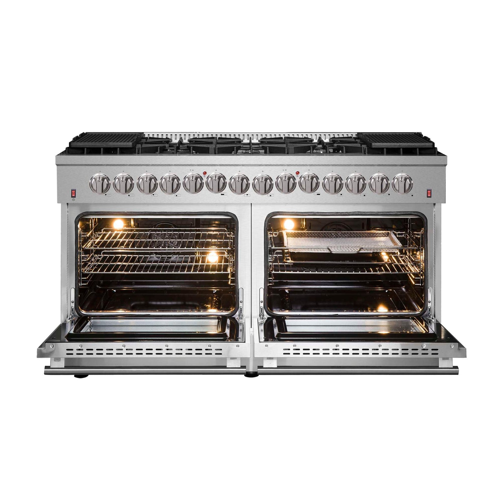 Forno Galiano 60-Inch Freestanding Dual Fuel Range, 10 Burners, Double Convection Ovens - FFSGS6156-60
