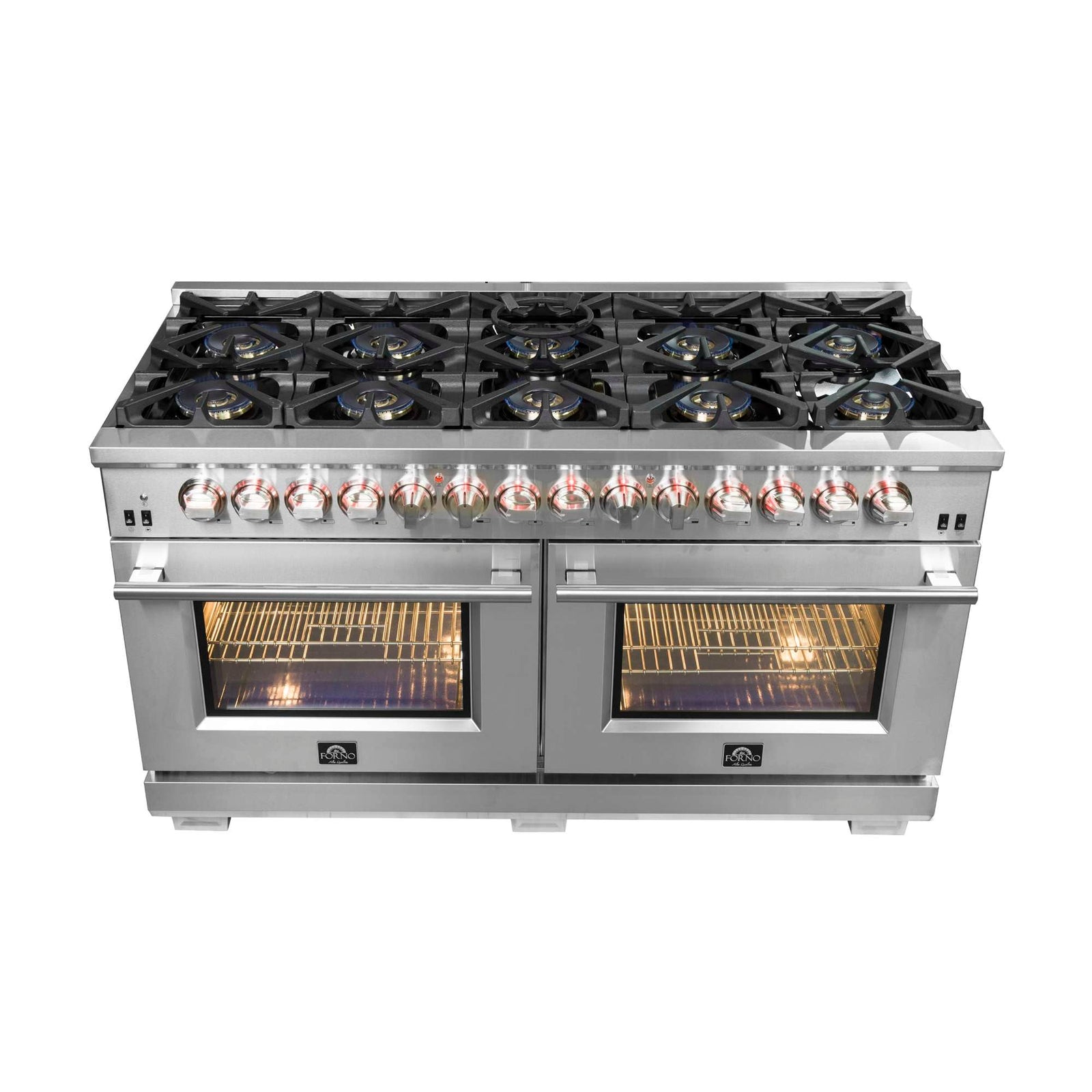 Forno Capriasca 60-Inch Freestanding Dual Fuel Range, 10 Burners, True Convection Oven - FFSGS6187-60