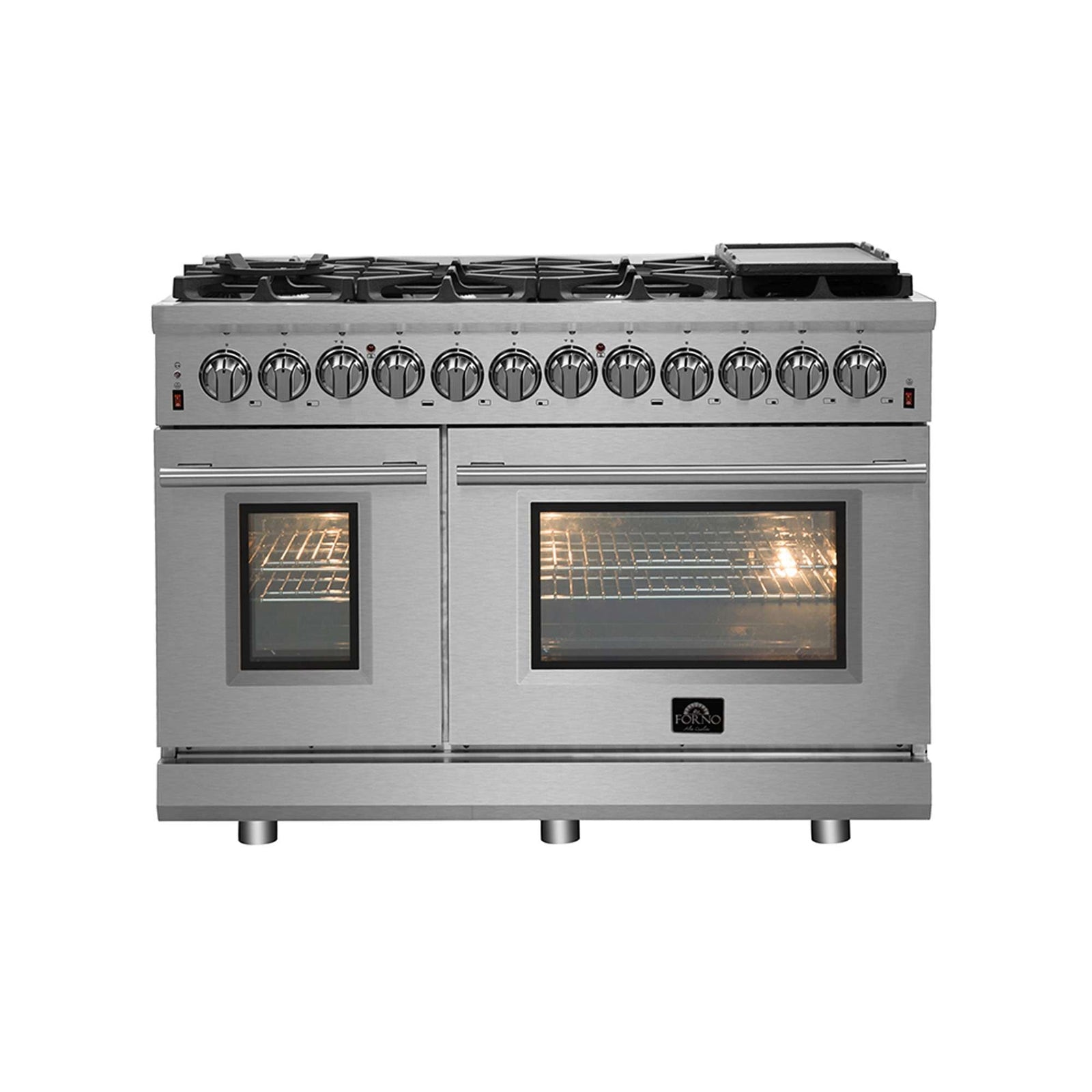 Forno Massimo 48-Inch Freestanding Gas Range, 8 Burners, True Convection Oven - FFSGS6239-48