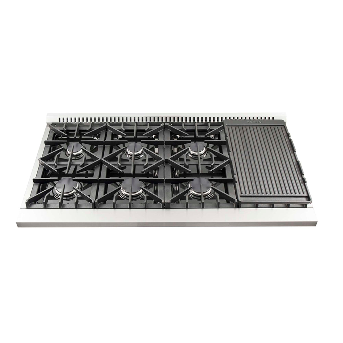 Forno Galiano 48-Inch Freestanding Gas Range, Stainless Steel, 8 Burners, 107,000 BTU, Griddle, Double Ovens, Energy Efficient - FFSGS6244-48