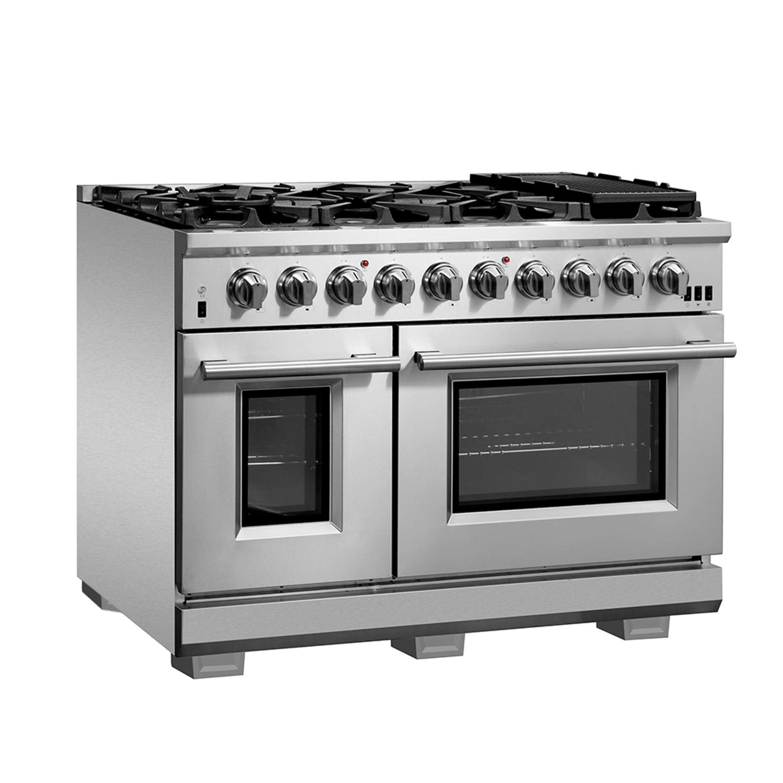 Forno Capriasca 48-inch Gas Range Stainless Steel, 8 Brass Burners 160,000 BTU, 6.58 cu.ft. Double Oven - FFSGS6260-48