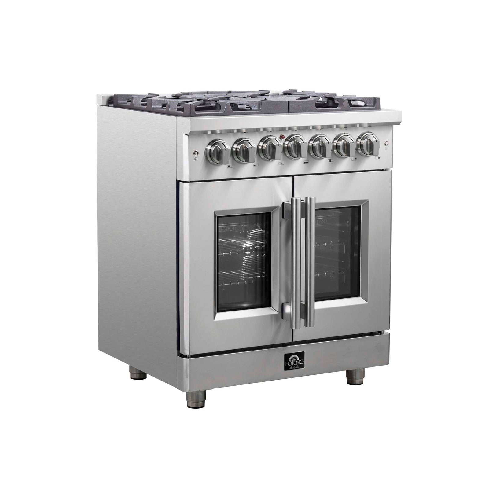 Forno Massimo 30-Inch Freestanding French Door Dual Fuel Range, 4 Burners, True Convection Oven - FFSGS6325-30