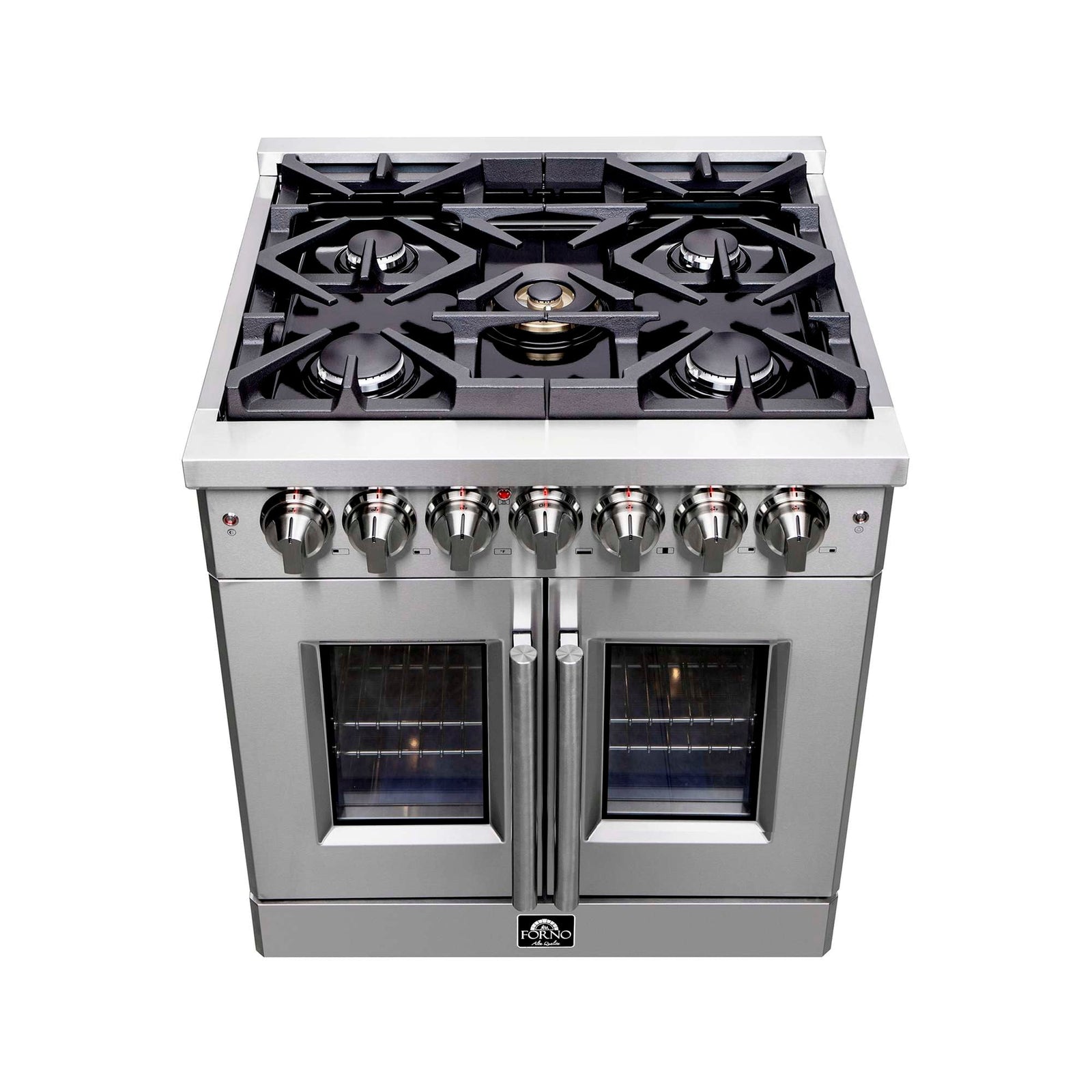 Forno Massimo 30-Inch Freestanding French Door Dual Fuel Range, 4 Burners, True Convection Oven - FFSGS6325-30