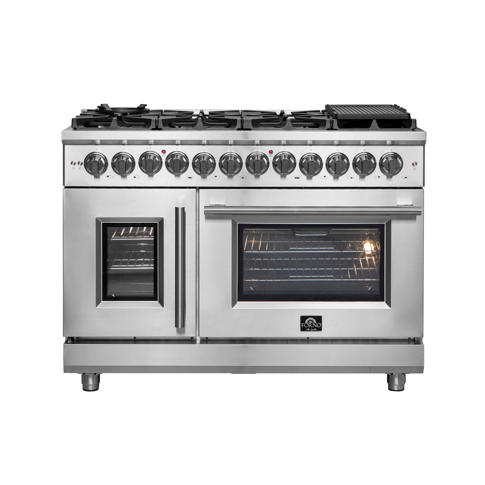 Forno Massimo 48-Inch Freestanding French Door Dual Fuel Range, 8 Burners, True Convection Oven - FFSGS6325-48