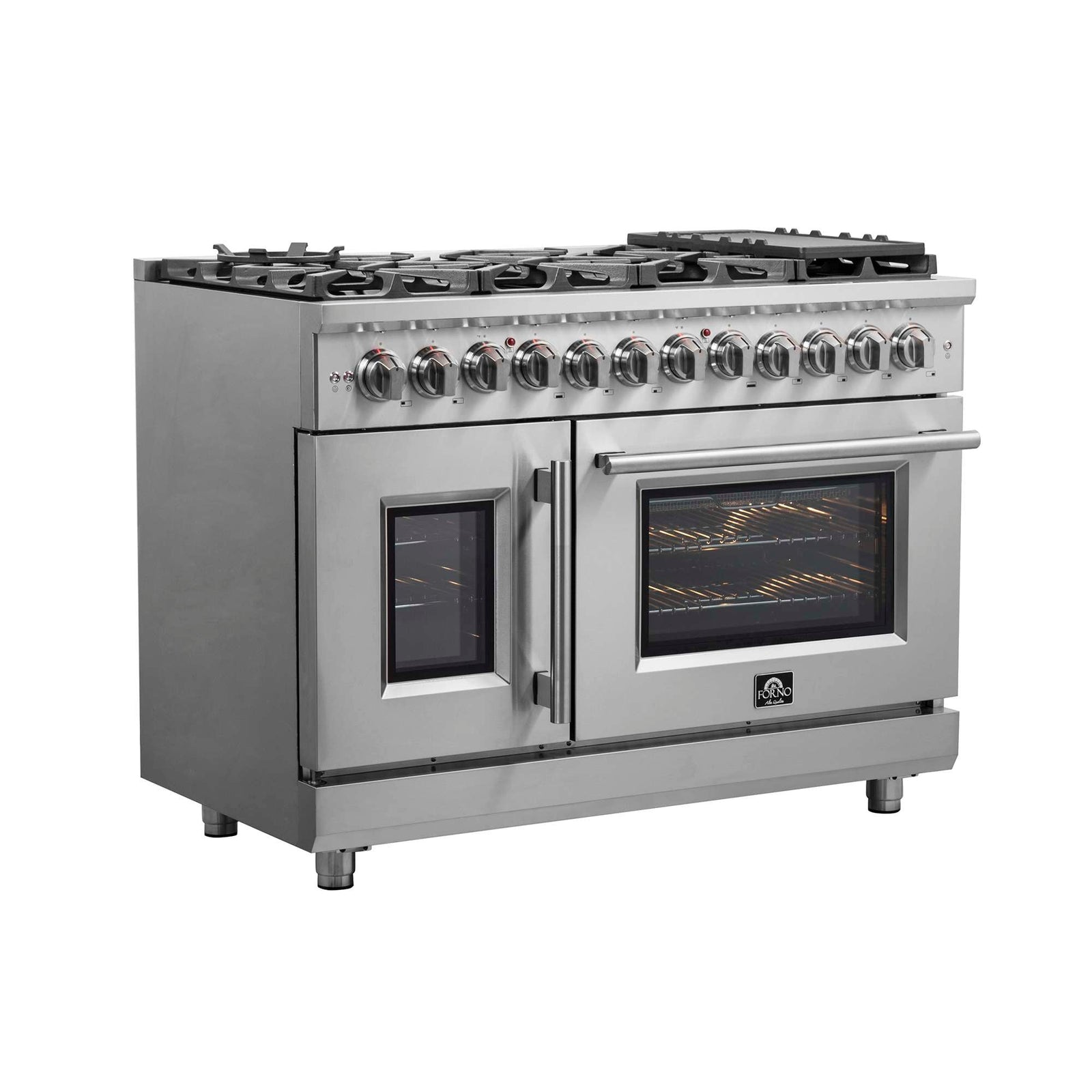 Forno Massimo 48-Inch Freestanding French Door Dual Fuel Range, 8 Burners, True Convection Oven - FFSGS6325-48