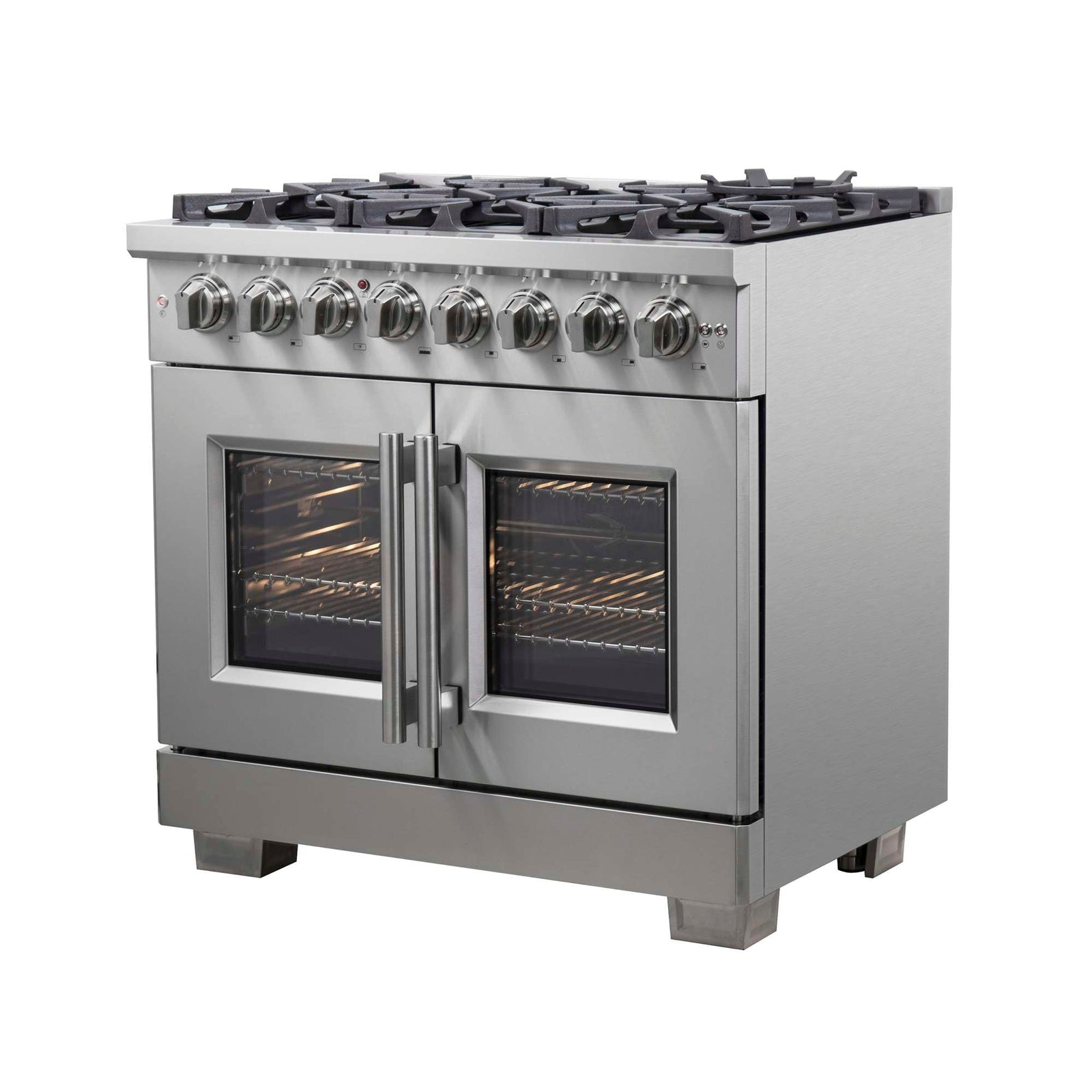 Forno Capriasca 36-Inch Freestanding French Door Dual Fuel Range, 6 Burners, True Convection Oven - FFSGS6387-36