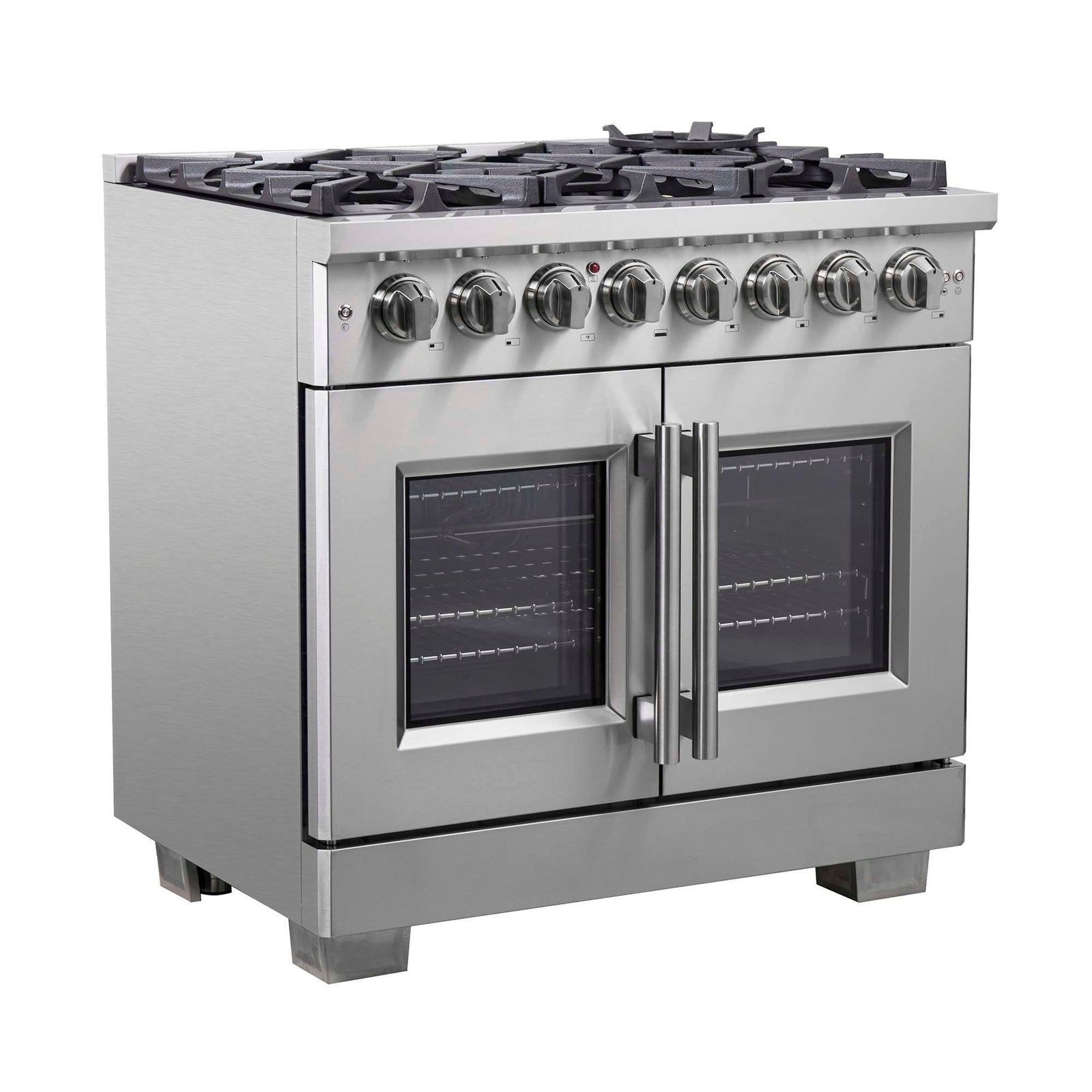 Forno Capriasca 36-Inch Freestanding French Door Dual Fuel Range, 6 Burners, True Convection Oven - FFSGS6387-36