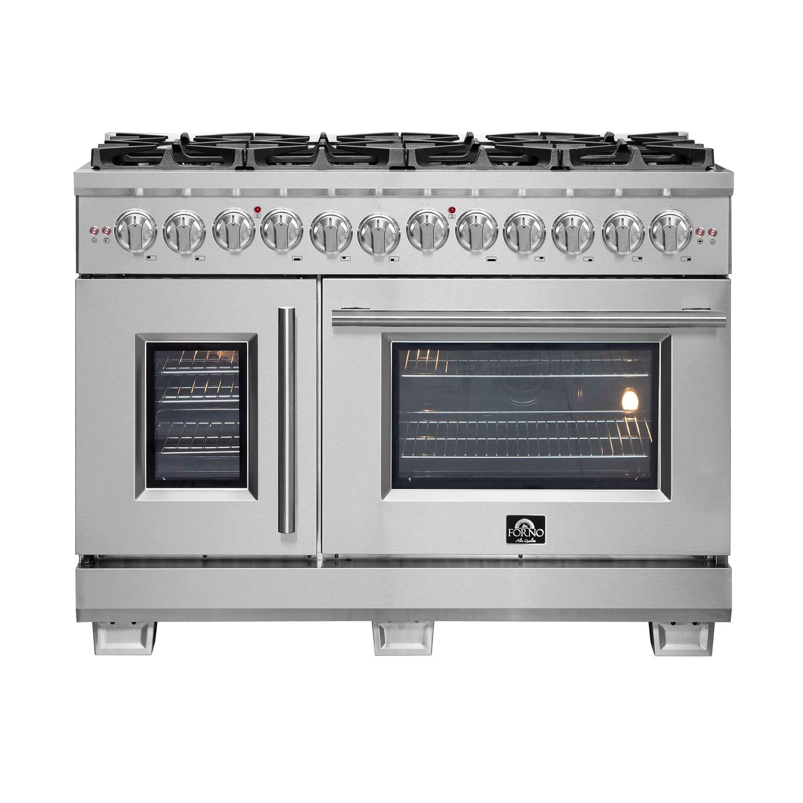 Forno Capriasca 48-Inch Freestanding French Door Dual Fuel Range, 8 Burners, True Convection Oven - FFSGS6387-48