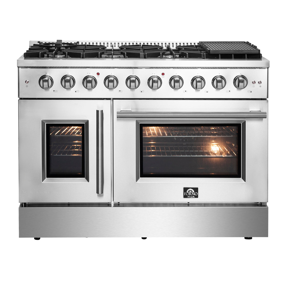 Forno Galiano 48-inch french door gas range, stainless steel
