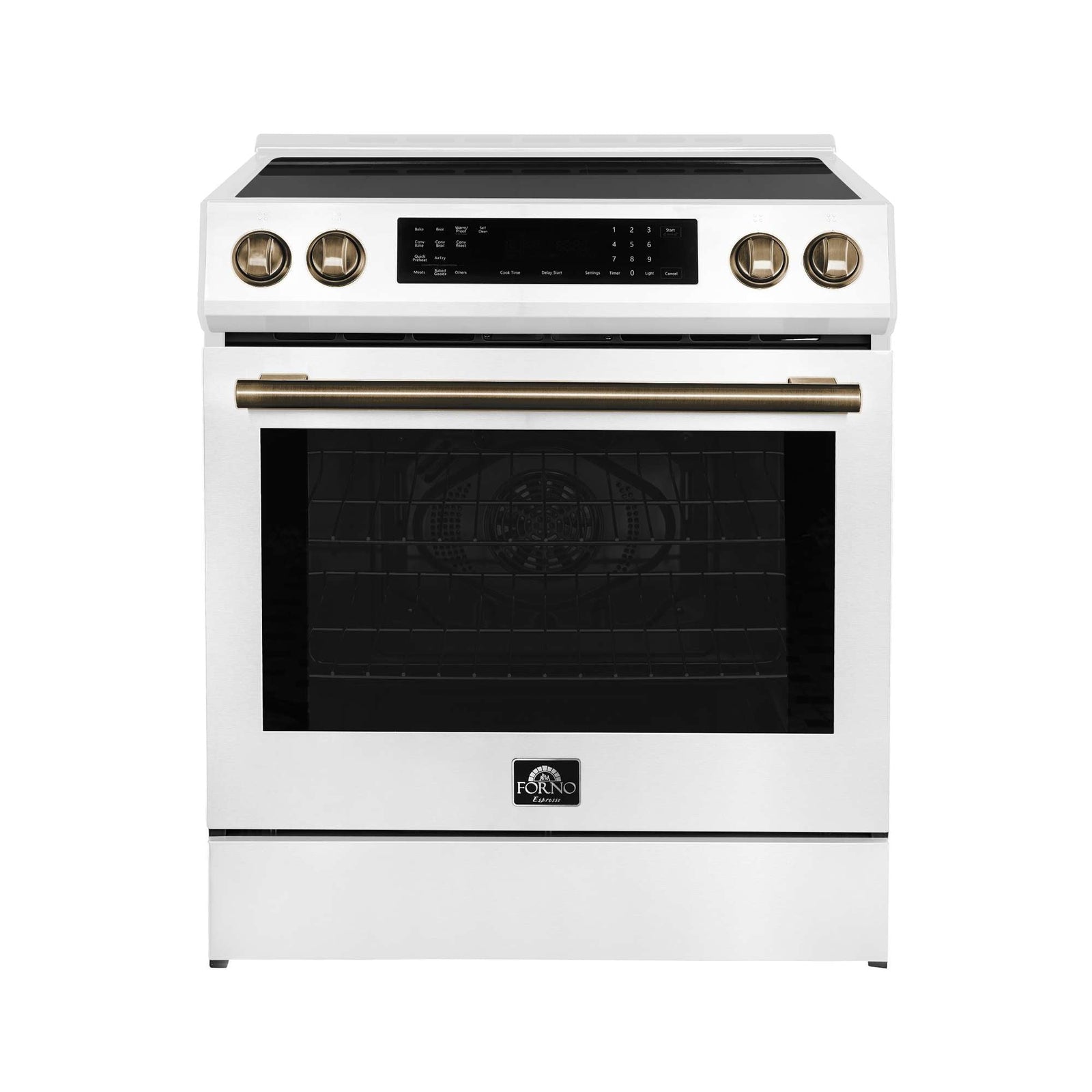 Forno Donatello Espresso 30-Inch Slide-In White Induction Range, Convection Oven, 5 Cooking Zones, Touch Control Panel - FFSIN0905-30WHT