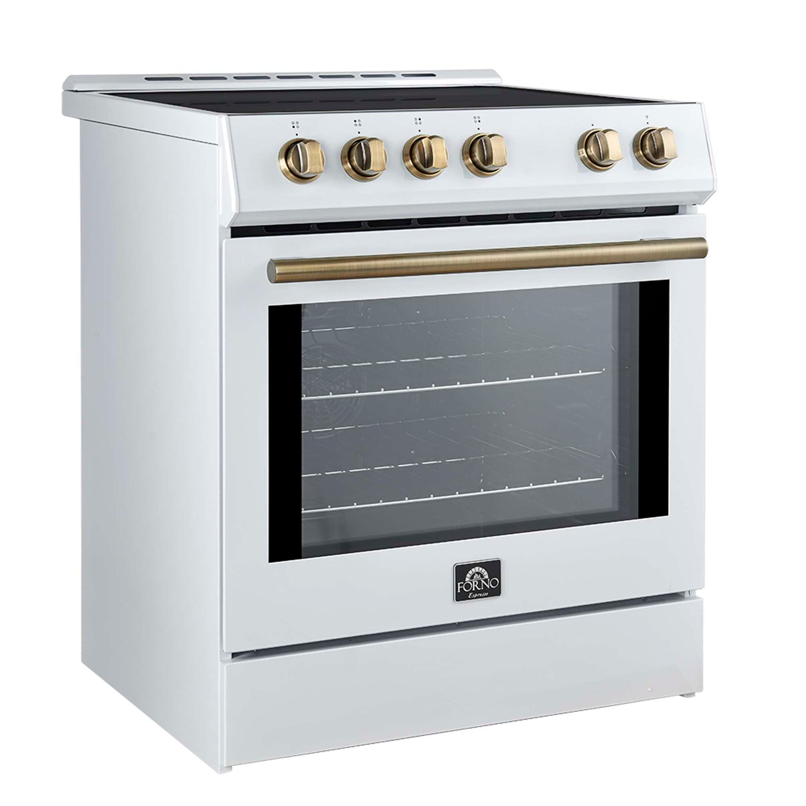 Forno Leonardo Espresso 30-Inch Slide-In White Induction Range, Convection Oven, 5 Cooking Zones, Touch Control Panel - FFSIN0982-30WHT